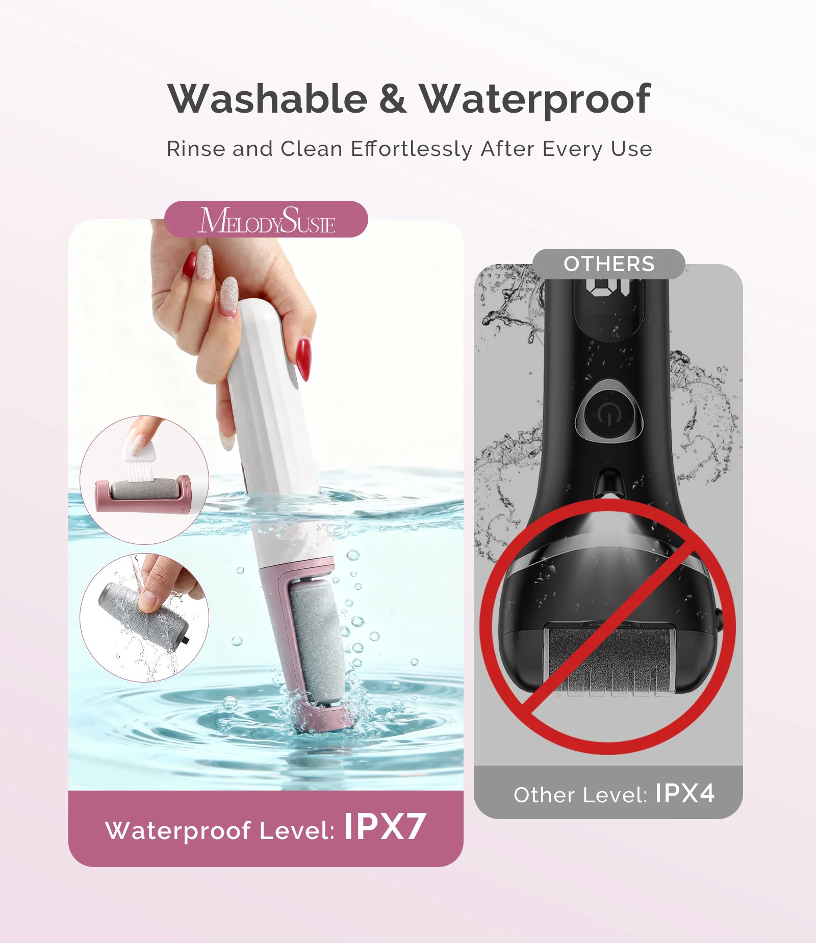 PC800G Rechargeable Feet Callus Remover - White Rose - Image 6