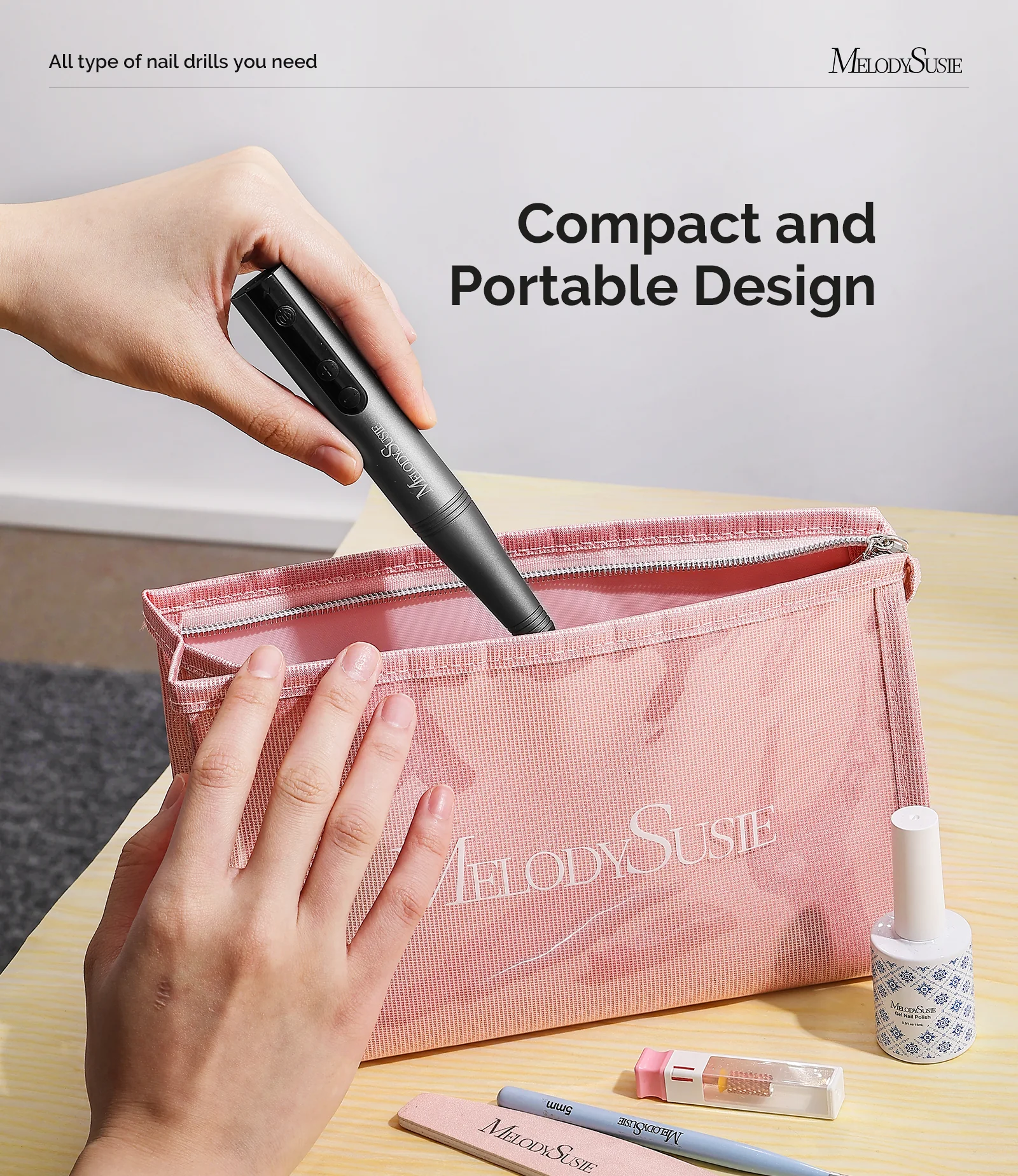 PC180F Pen-Shaped Rechargeable Nail Drill 25,000RPM - Black - Image 7