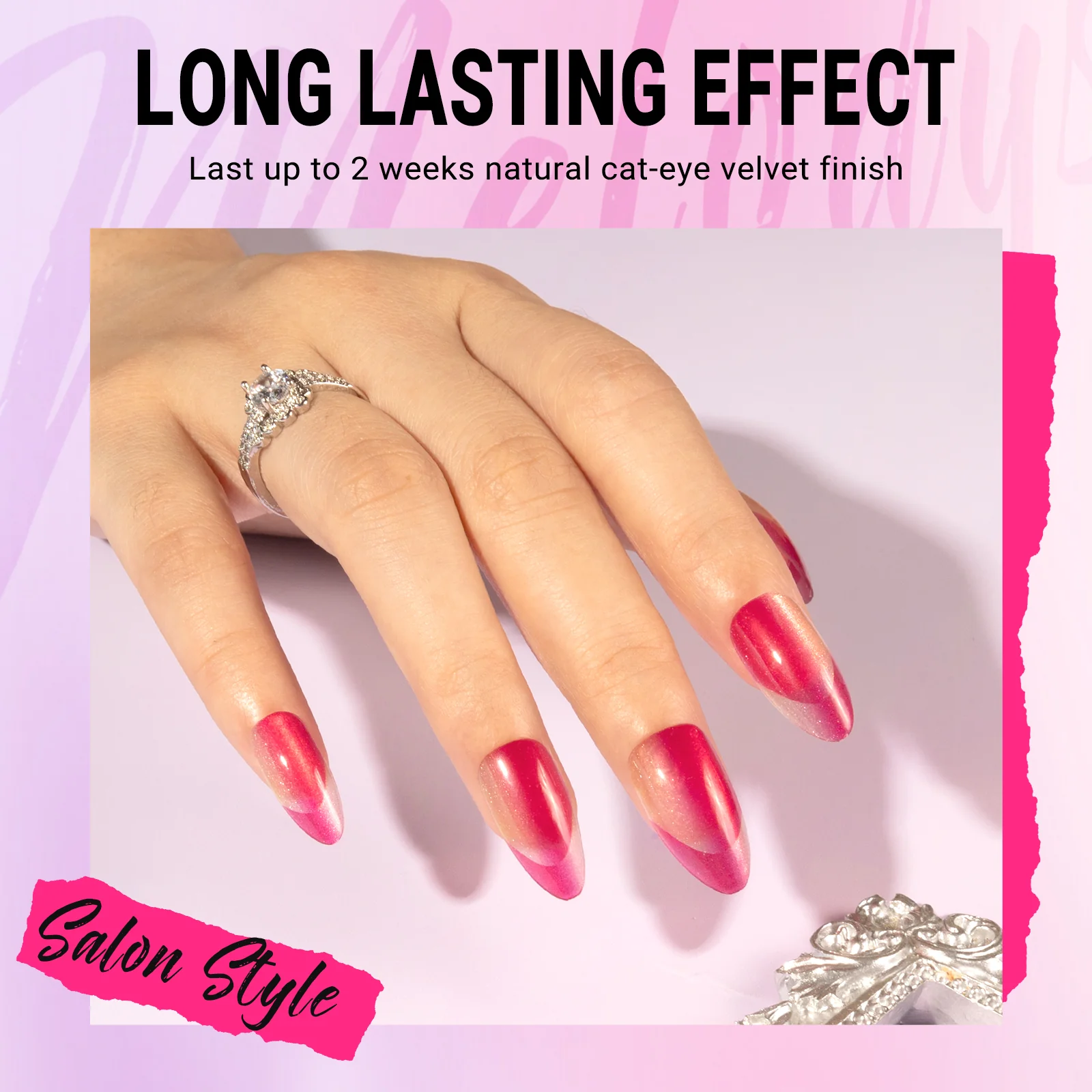 Pink Cat Eye Press On Nails Kit - US ONLY - Image 2