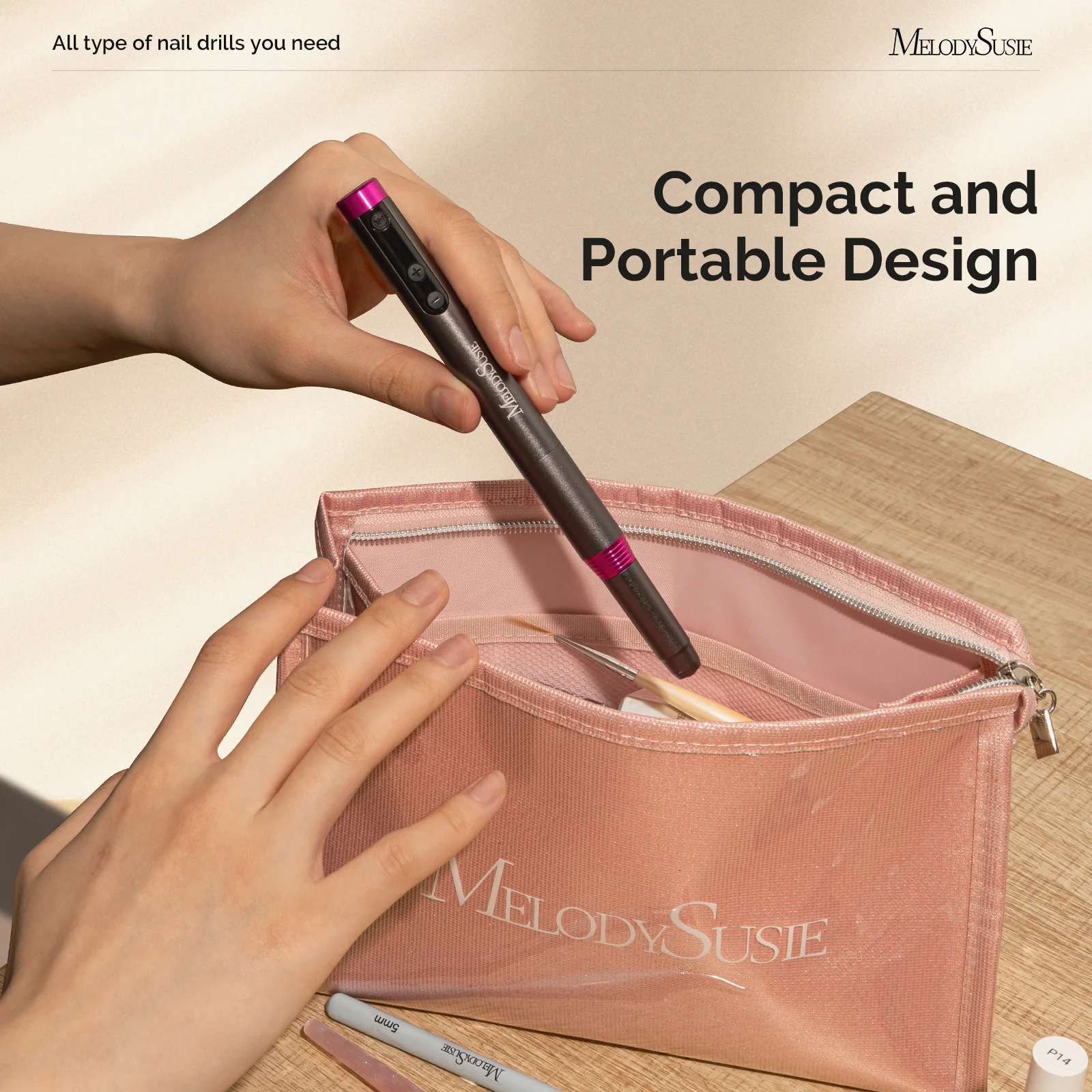 PM170F Pen-Shaped Ultra-Slim Rechargeable Nail Drill 30,000RPM - Black - Image 3