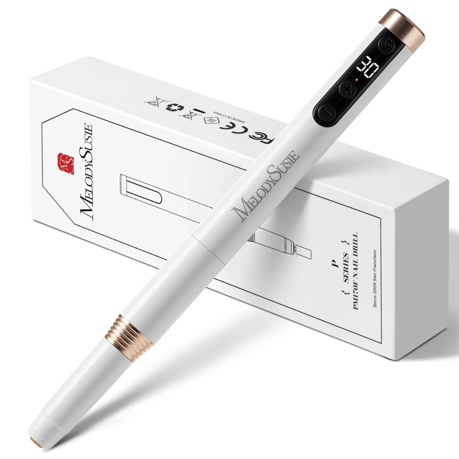 PM170F Pen-Shaped Ultra-Slim Rechargeable Nail Drill 30,000RPM - Black - Image 9