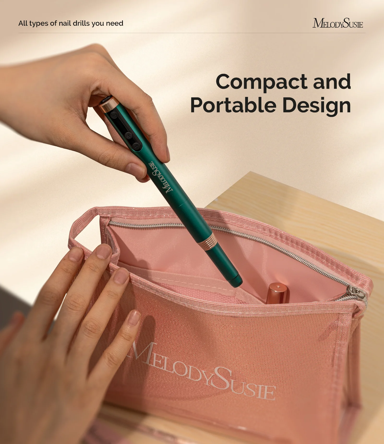 PM170F Pen-Shaped Ultra-Slim Rechargeable Nail Drill 30,000RPM - Green - Image 3