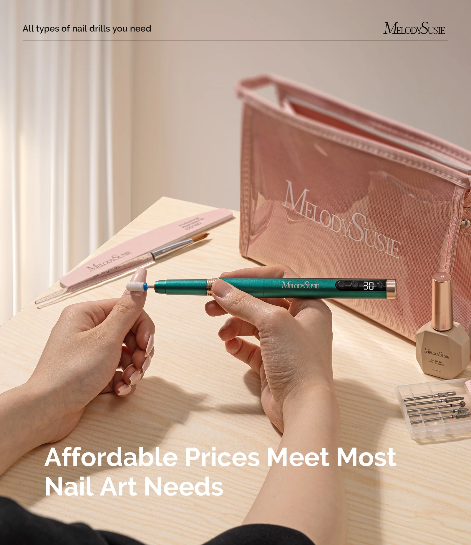 PM170F Pen-Shaped Ultra-Slim Rechargeable Nail Drill 30,000RPM - Green - Image 7