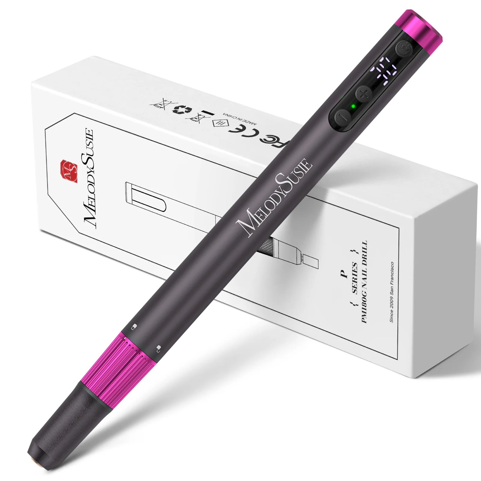 PM180G Pen-Shaped Ultra-Slim Rechargeable Nail Drill 30,000RPM - White - Image 8
