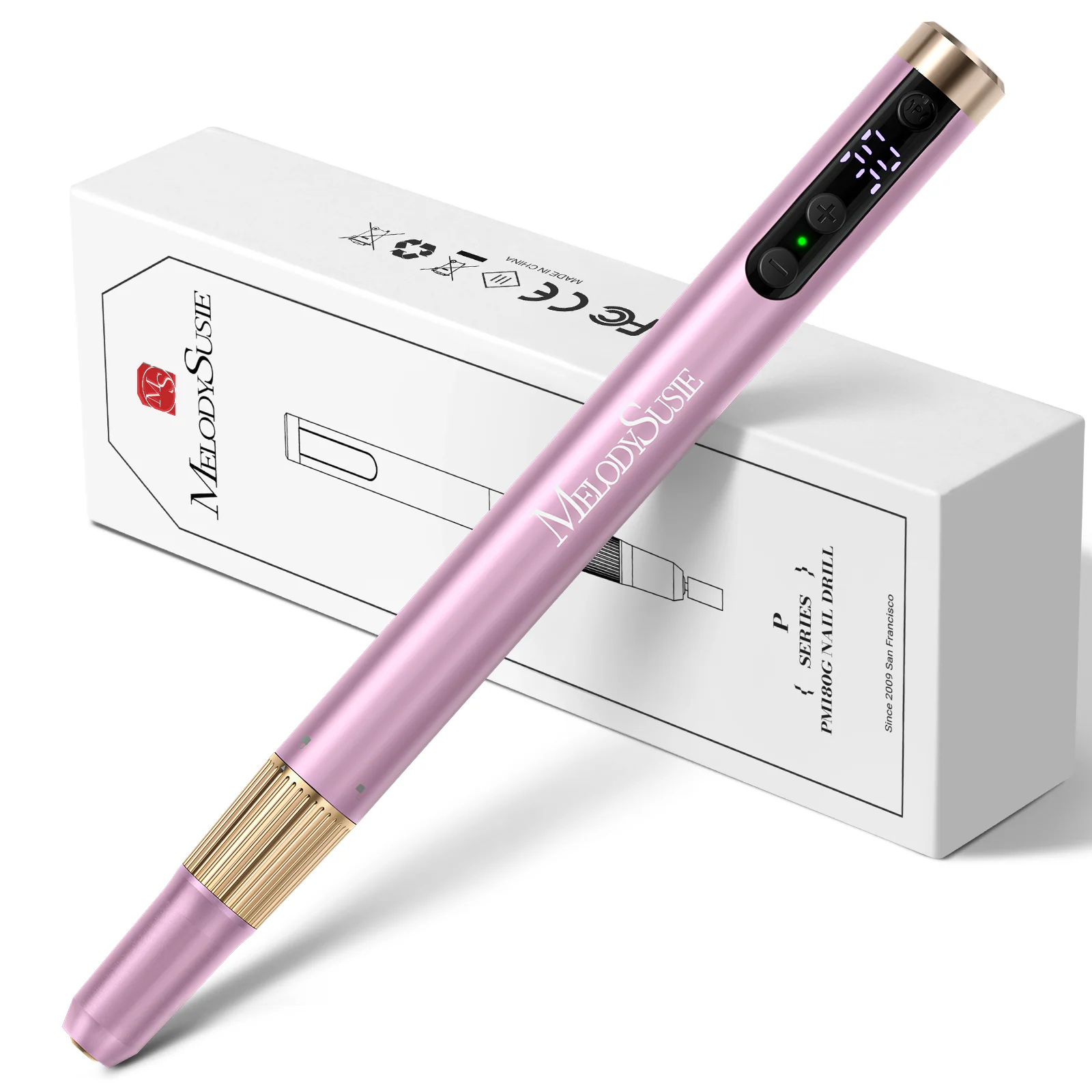 PM180G Pen-Shaped Ultra-Slim Rechargeable Nail Drill 30,000RPM - White - Image 9
