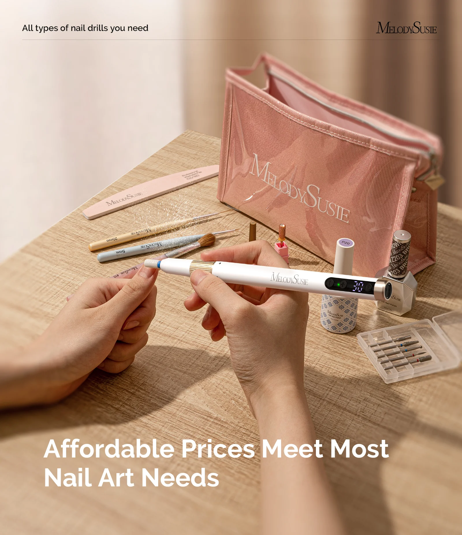 PM180G Pen-Shaped Ultra-Slim Rechargeable Nail Drill 30,000RPM - White - Image 4
