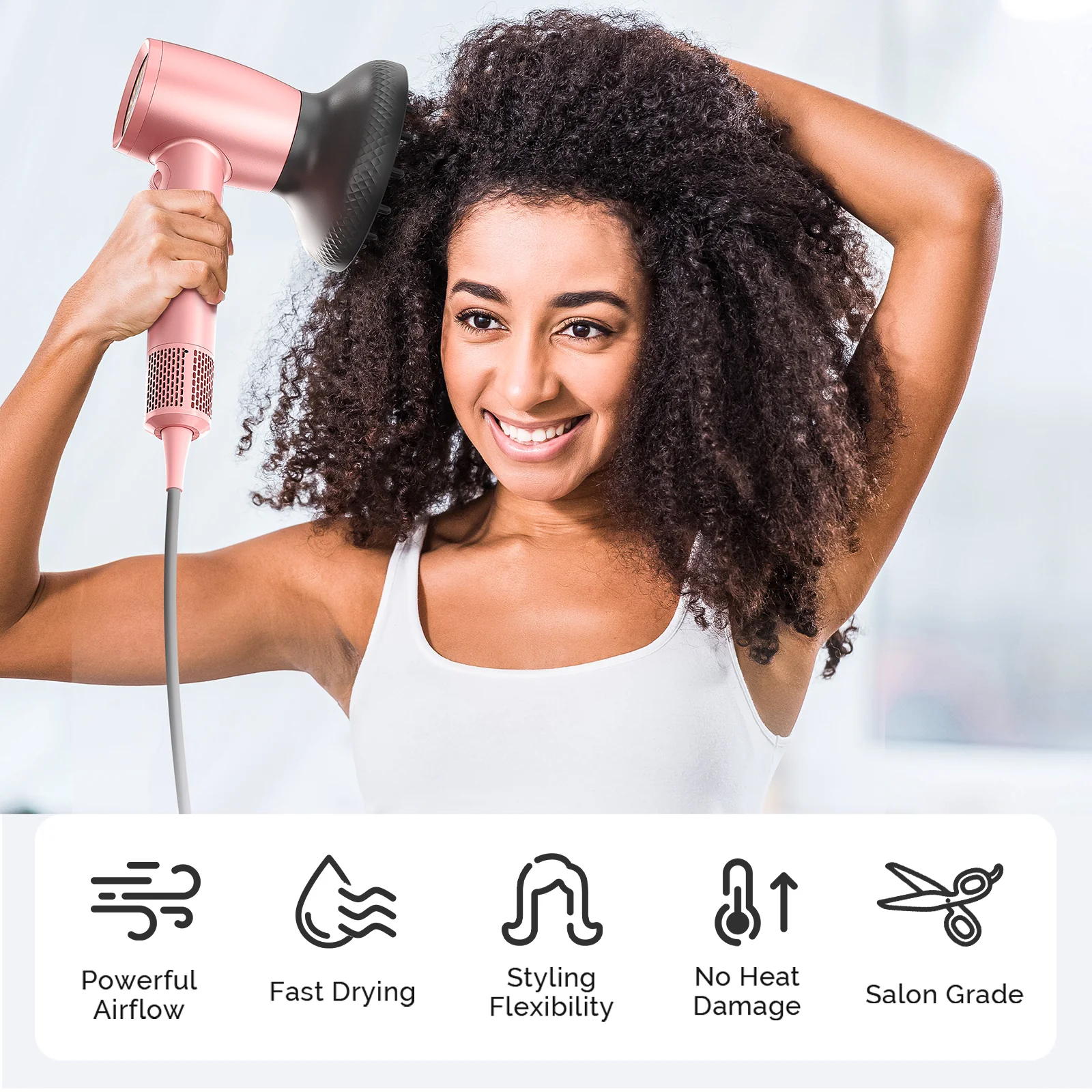 Portable Ionic Hair Dryer 120,000 RPM Gift Box - Pink (US ONLY) - Image 8
