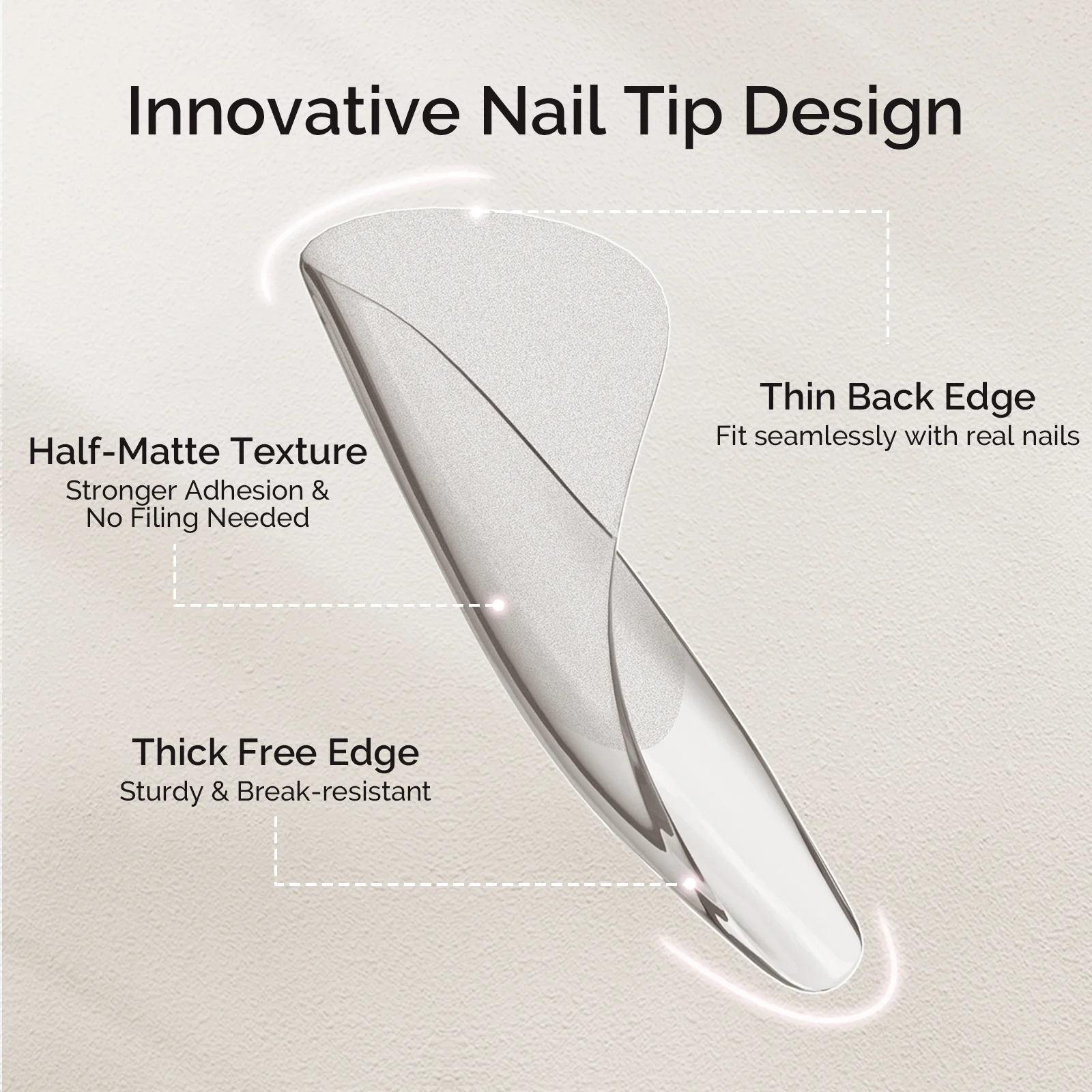 Half Matte Pre-Shaped Acrylic Nail Extension Tips - Image 3