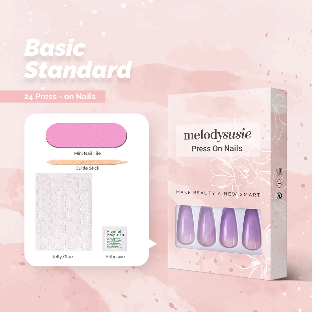 Purple Cream Acrylic Press On Nails Kits - Image 3