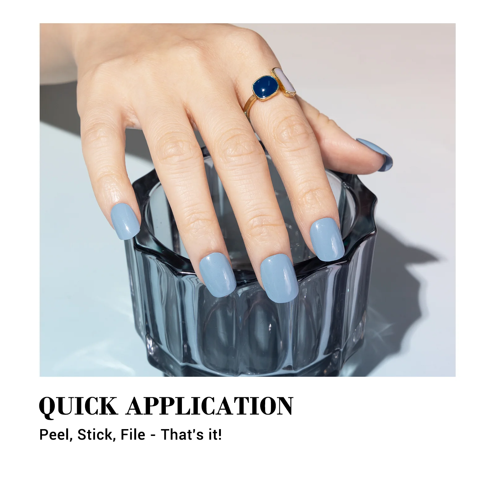 Qcoat Fully Cured Gel Nail Strips - Baby Blue(US ONLY) - Image 4