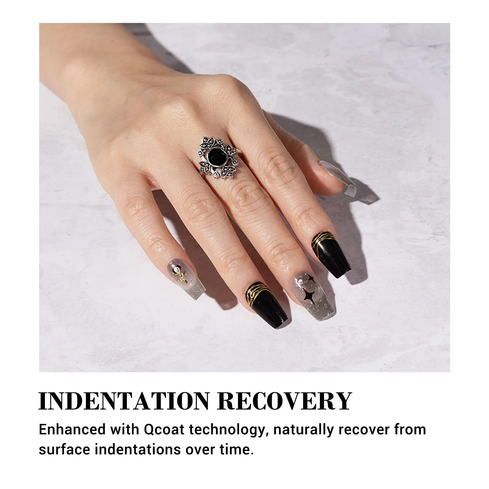 Qcoat Fully Cured Gel Nail Strips - Black Cross Stars(US ONLY) - Image 5