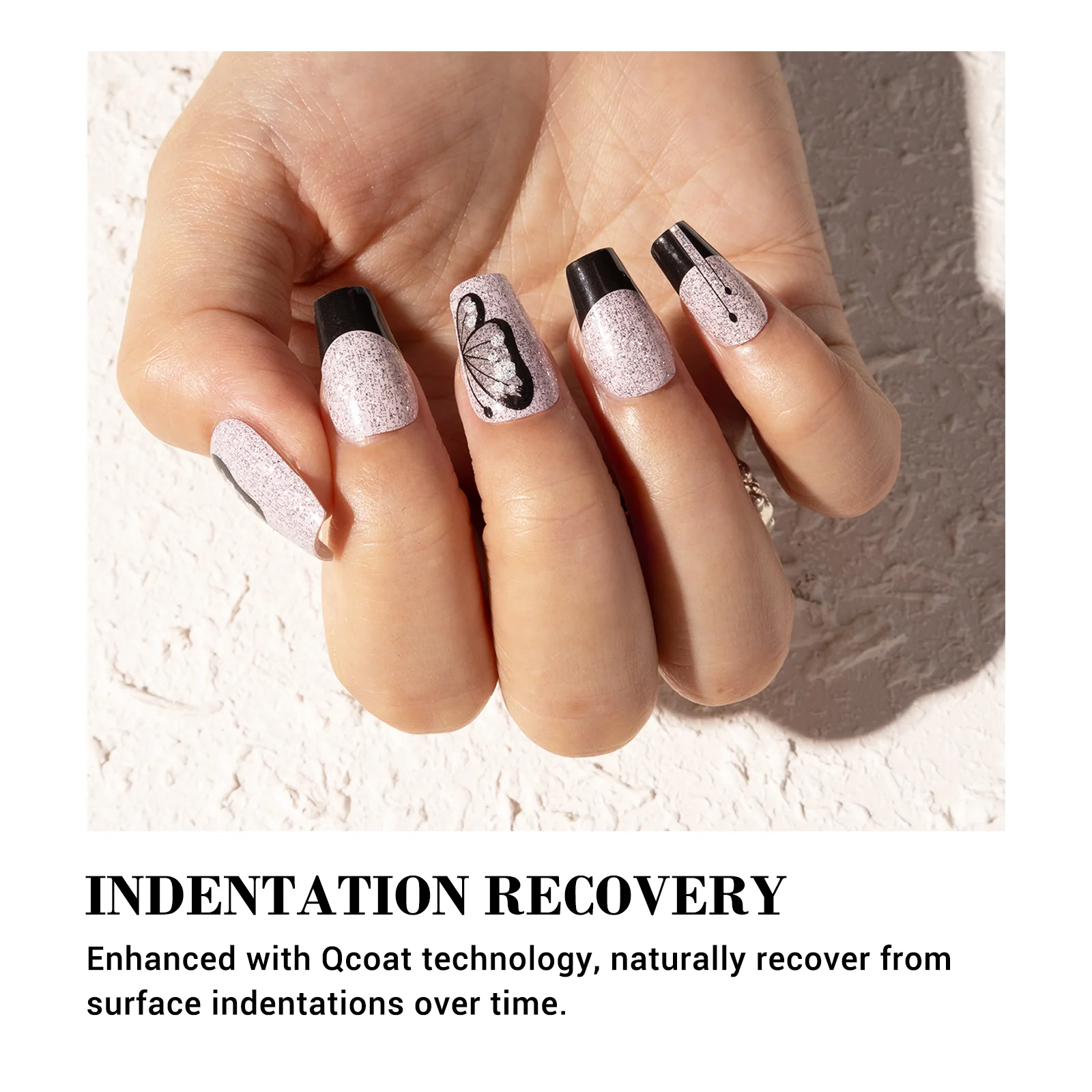 Qcoat Fully Cured Gel Nail Strips - Black French Butterfly(US ONLY) - Image 5