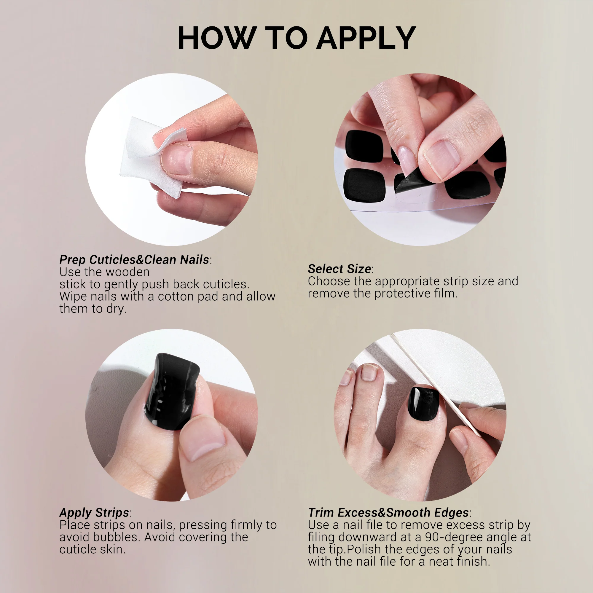Qcoat Pedicure Fully Cured Gel Nail Strips-Black(US ONLY) - Image 6