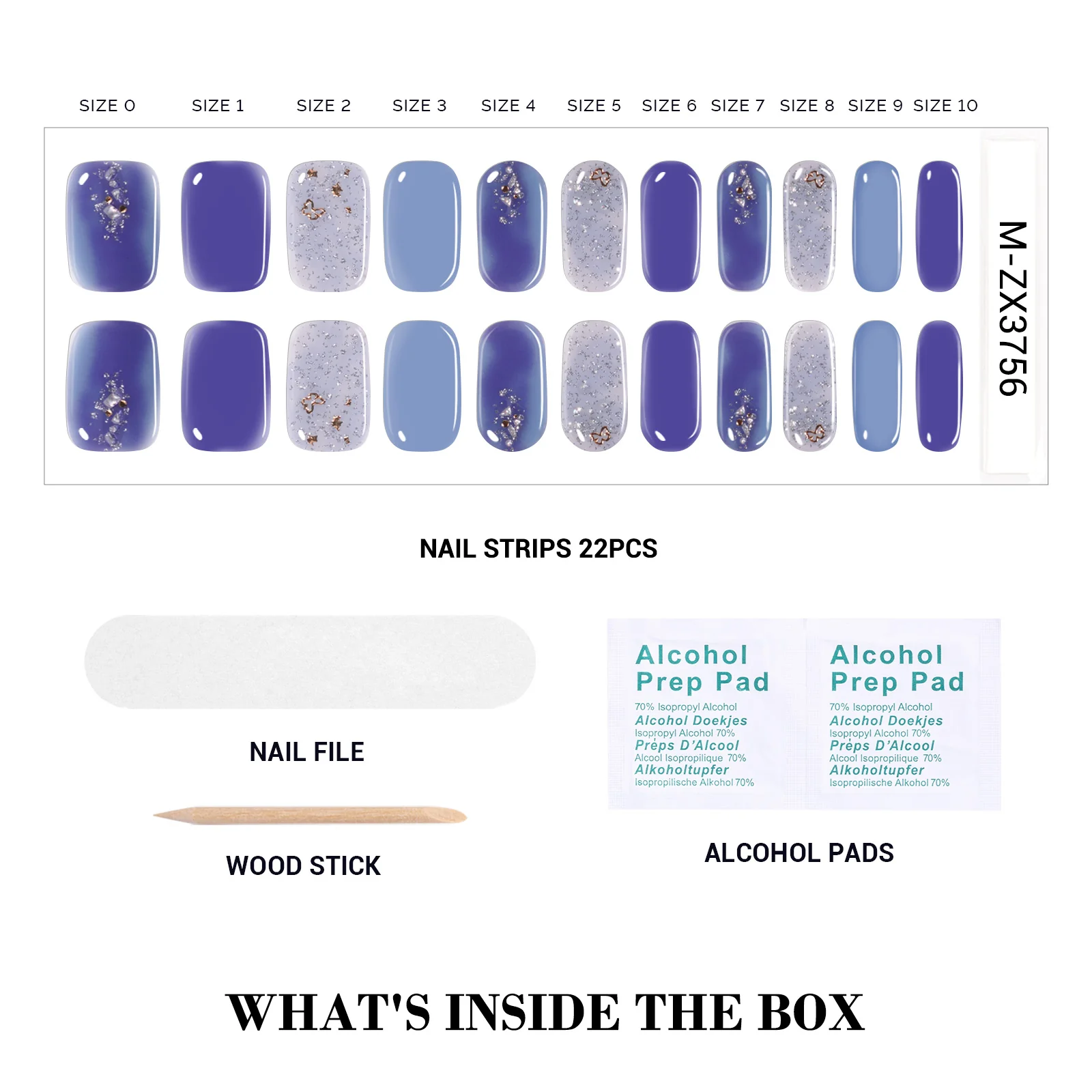 Qcoat Fully Cured Gel Nail Strips - Blue Butterflies(US ONLY) - Image 3