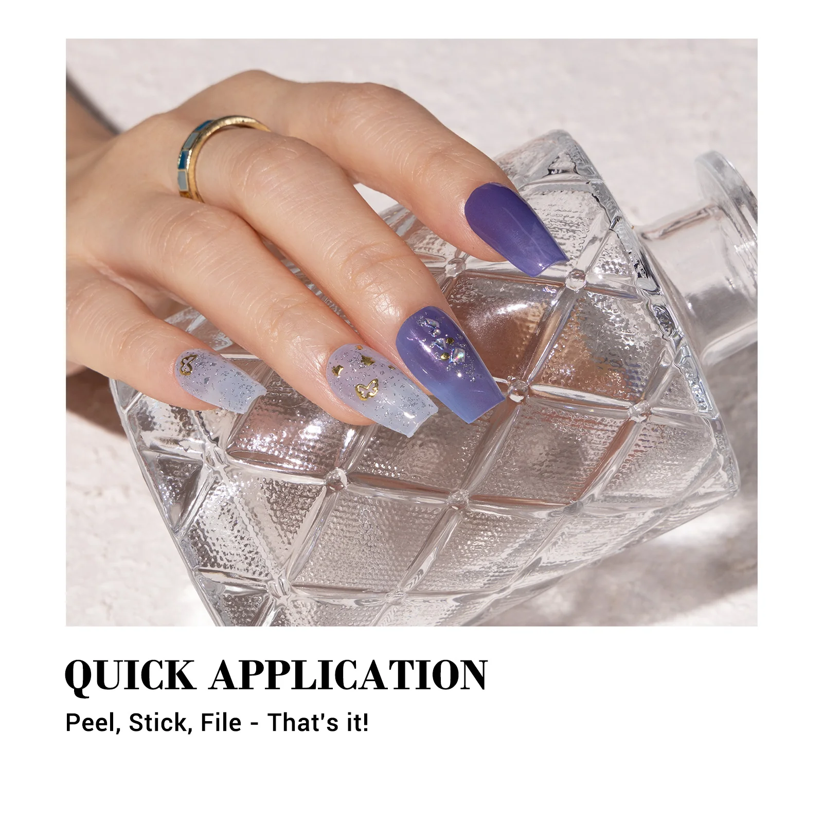 Qcoat Fully Cured Gel Nail Strips - Blue Butterflies(US ONLY) - Image 5