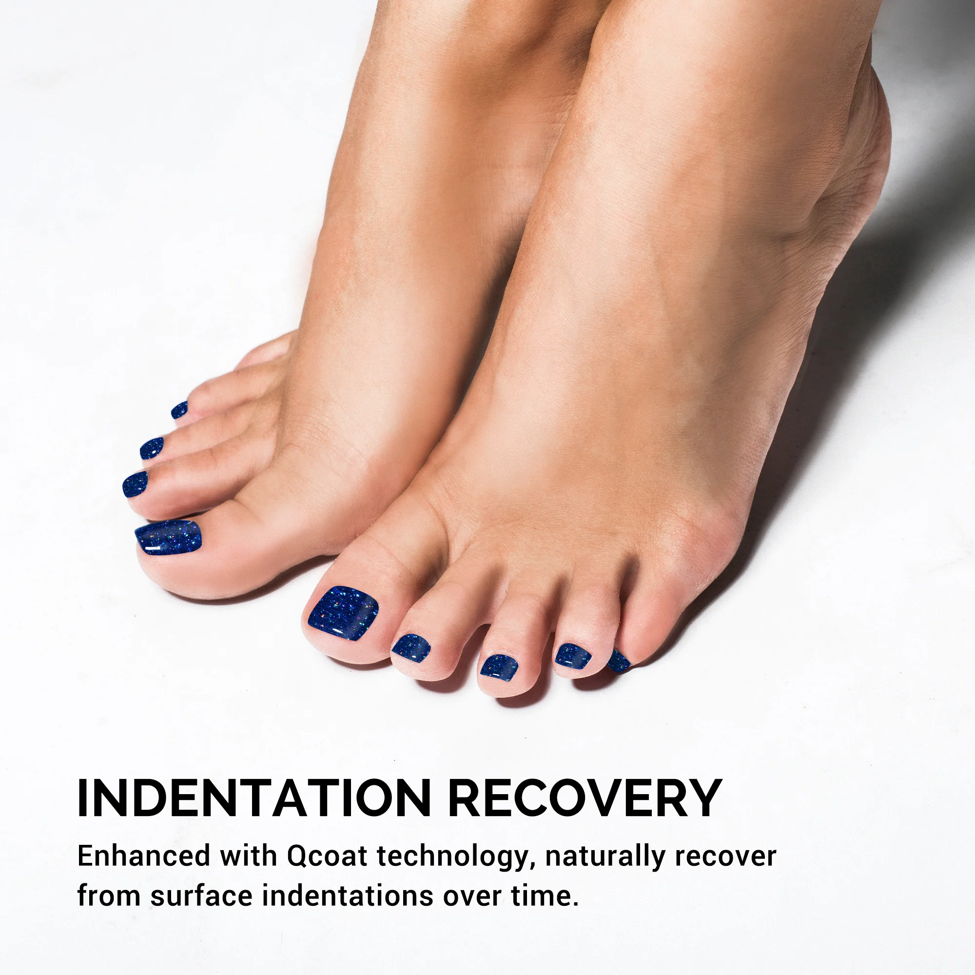 Qcoat Pedicure Fully Cured Gel Nail Strips-Blue Glitter(US ONLY) - Image 5