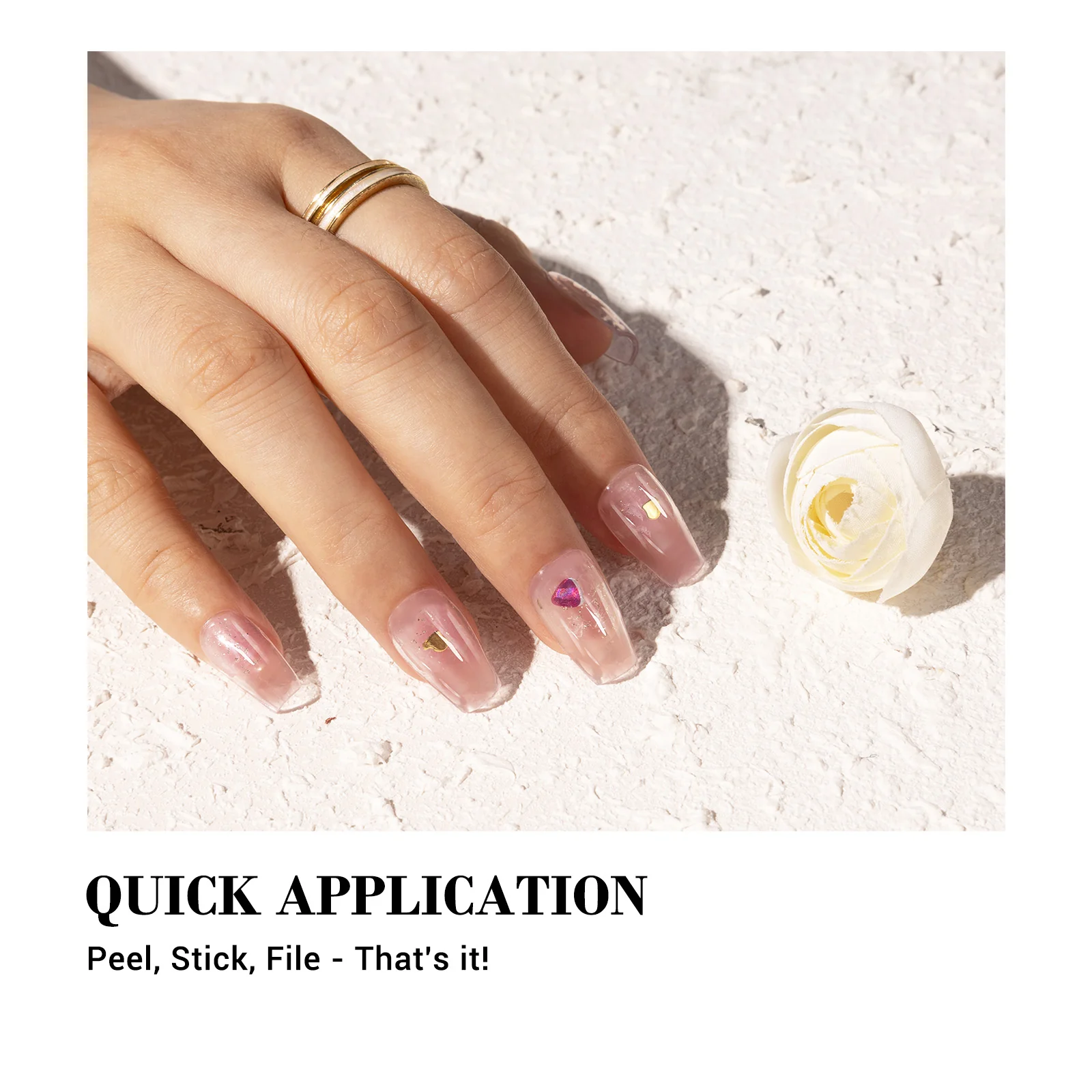 Qcoat Fully Cured Gel Nail Strips - Blush Heart(US ONLY) - Image 4