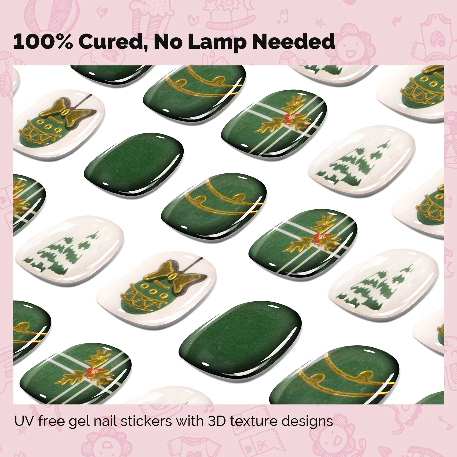 Qcoat Fully Cured Gel Nail Strips for Kids - Festive Gifts - Image 2