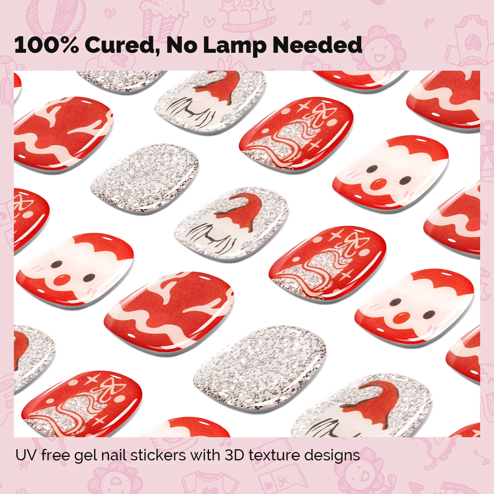 Qcoat Fully Cured Gel Nail Strips for Kids - Festive Planet - Image 2