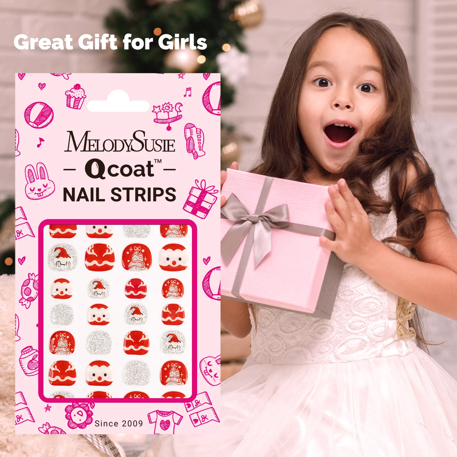 Qcoat Fully Cured Gel Nail Strips for Kids - Festive Planet - Image 6