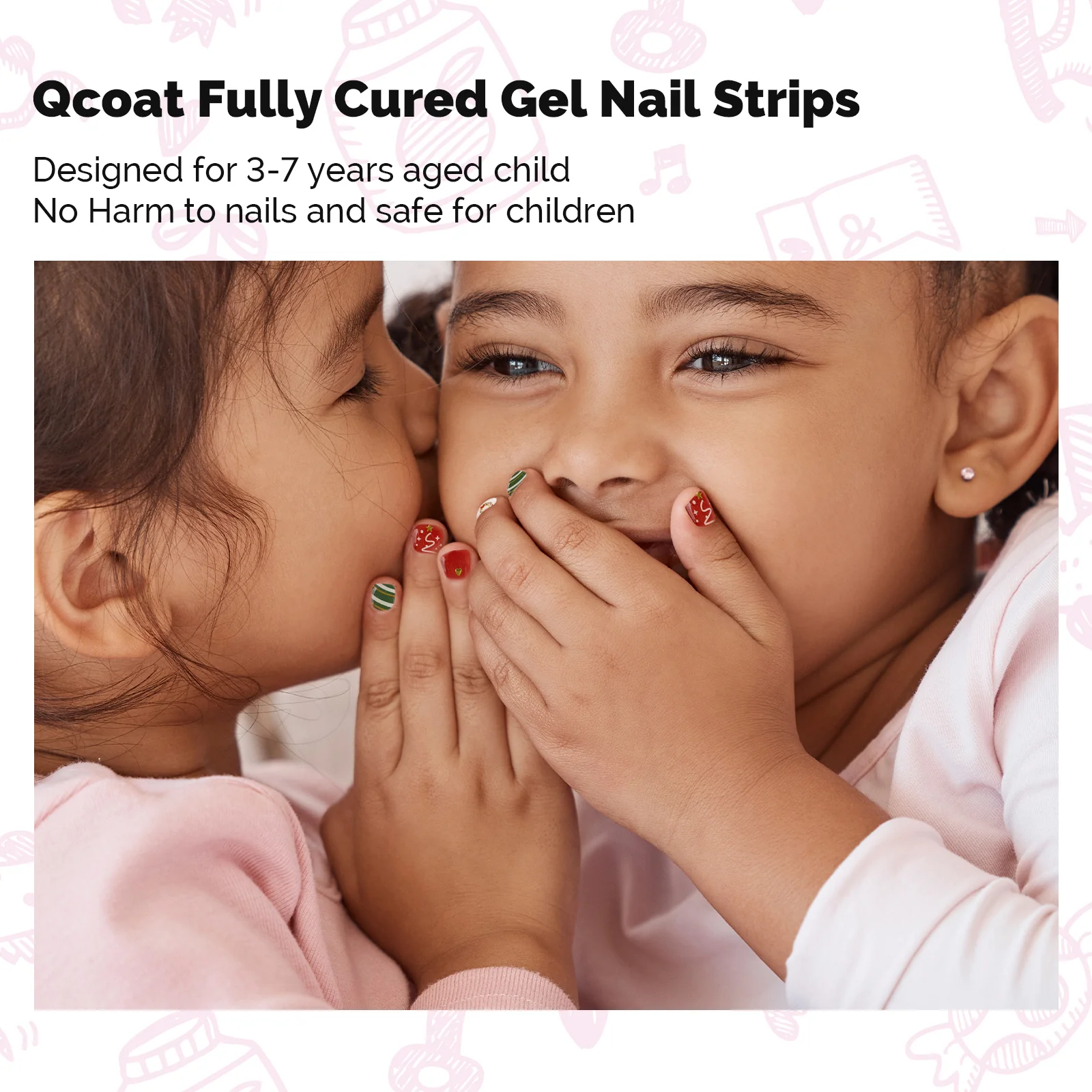 Qcoat Fully Cured Gel Nail Strips for Kids - Merry Festival - Image 3