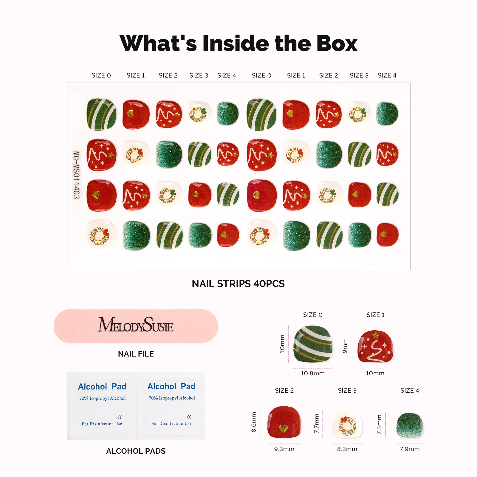 Qcoat Fully Cured Gel Nail Strips for Kids - Merry Festival - Image 4