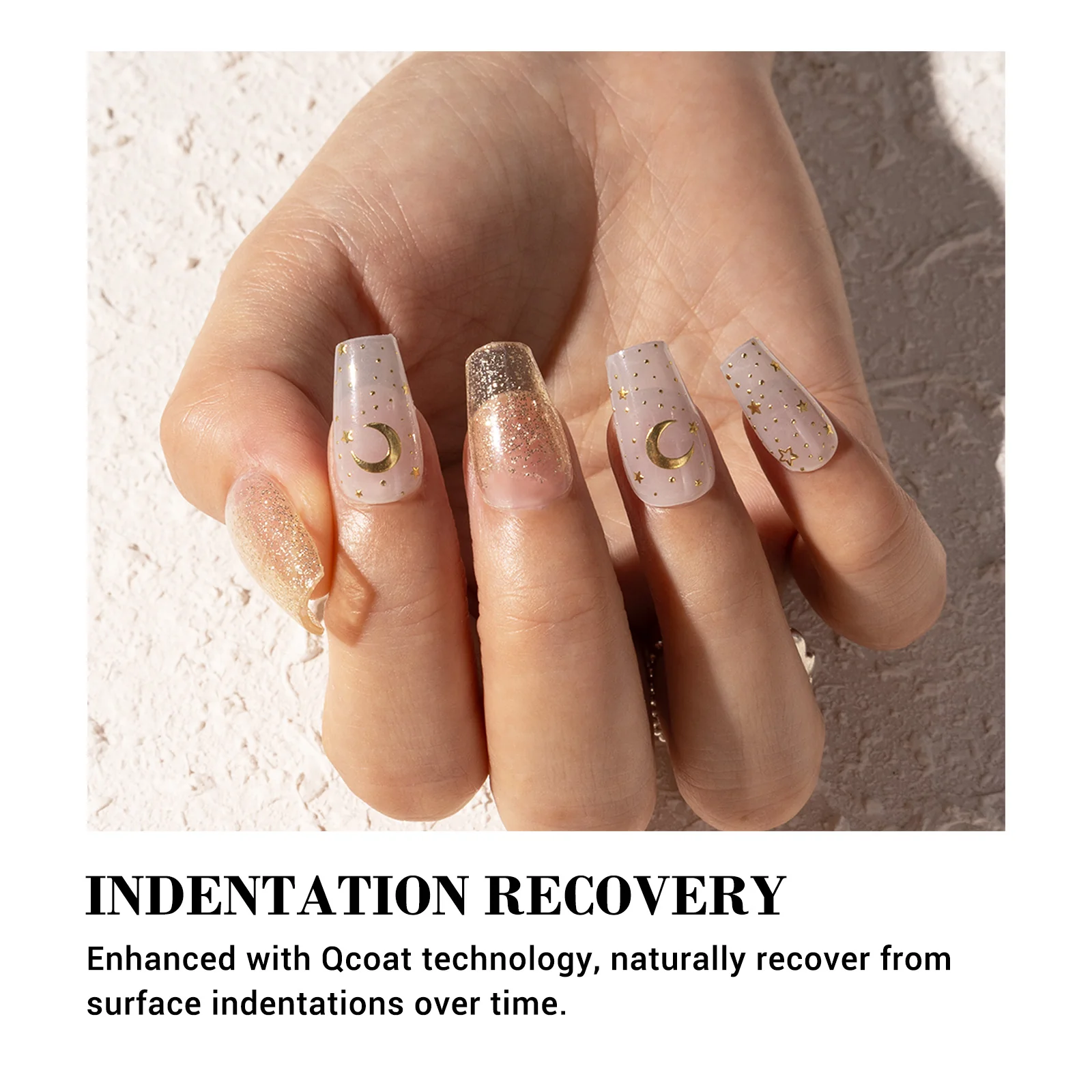 Qcoat Fully Cured Gel Nail Strips - Golden Stars(US ONLY) - Image 5