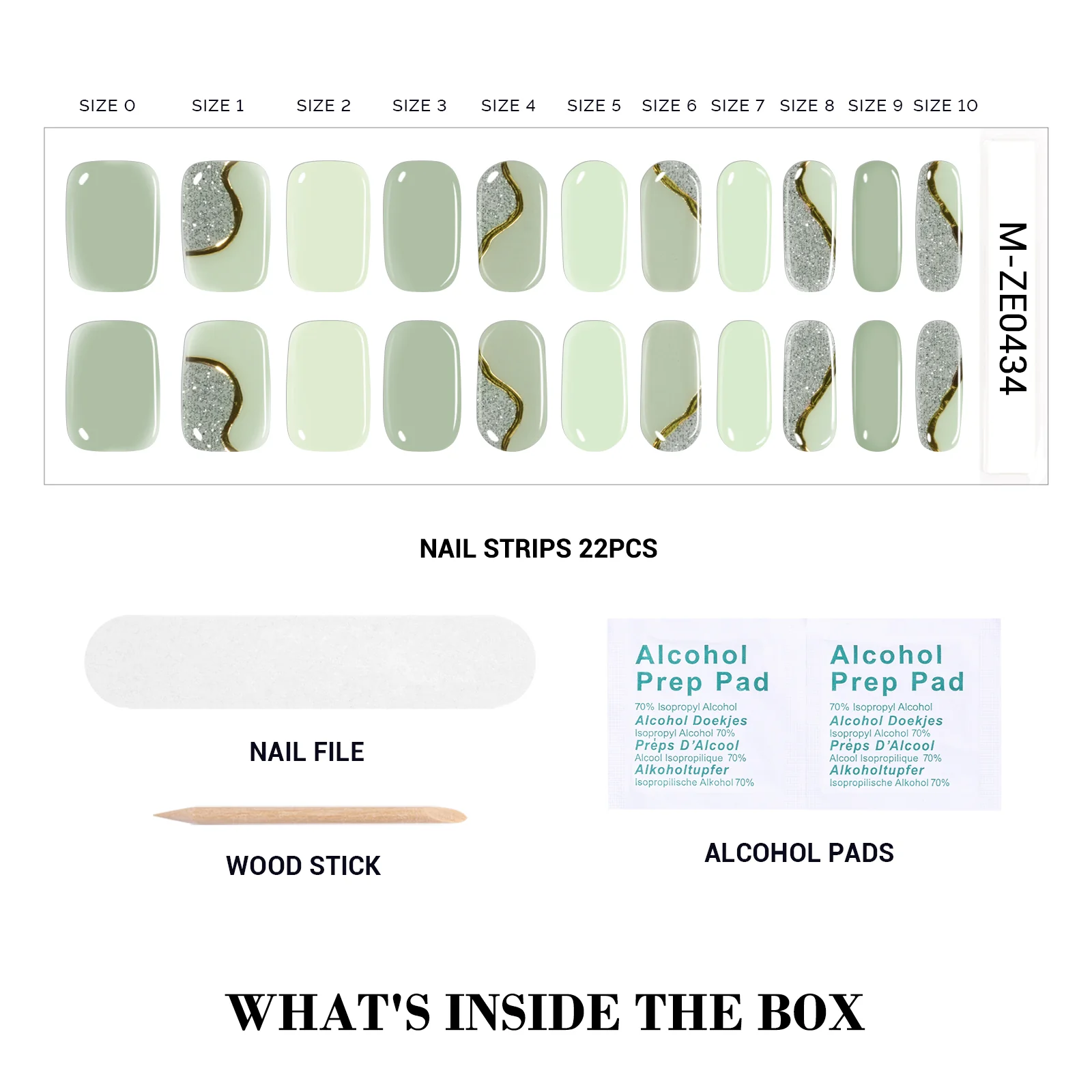 Qcoat Fully Cured Gel Nail Strips - Milky Green Waves(US ONLY) - Image 3