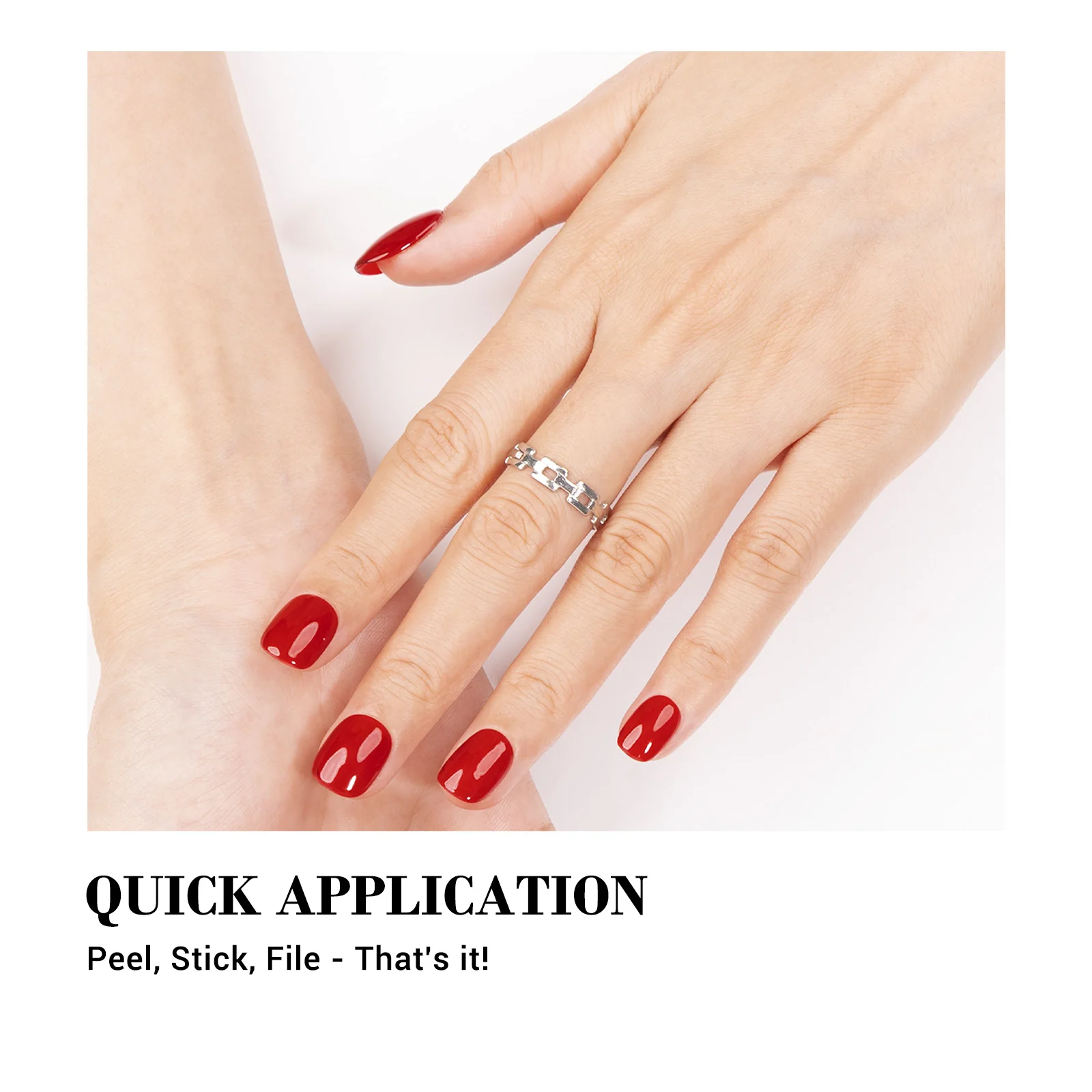 Qcoat Fully Cured Gel Nail Strips - Red(US ONLY) - Image 4