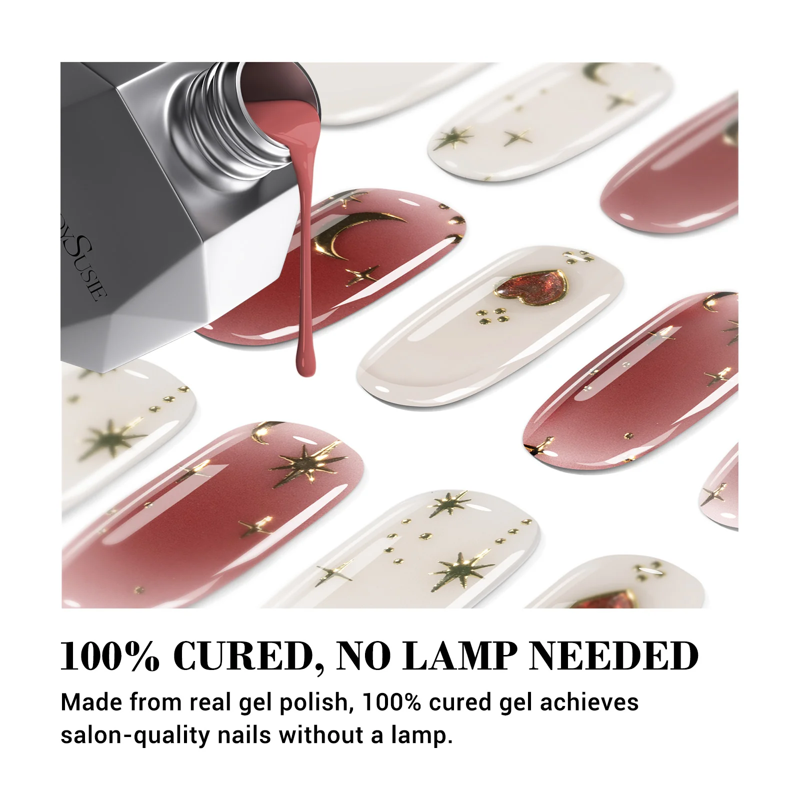 Qcoat Fully Cured Gel Nail Strips - Red Moonlight(US ONLY) - Image 2