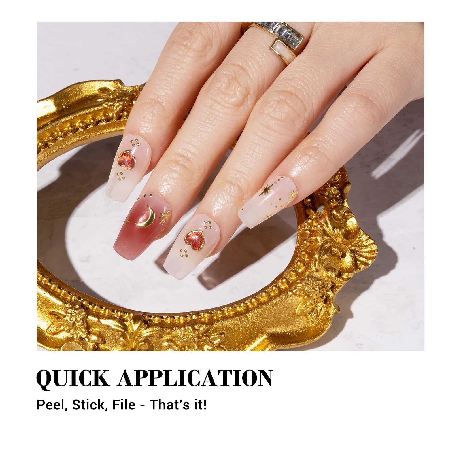 Qcoat Fully Cured Gel Nail Strips - Red Moonlight(US ONLY) - Image 3