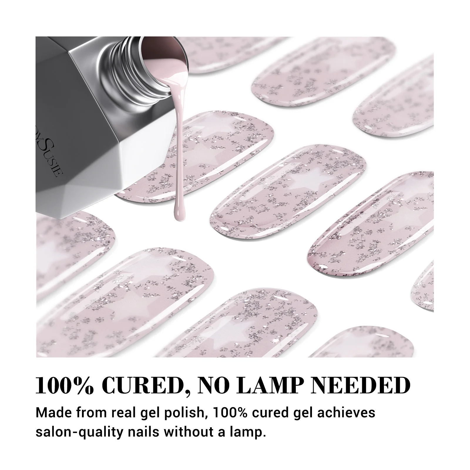 Qcoat Fully Cured Gel Nail Strips - Sliver Stars(US ONLY) - Image 3