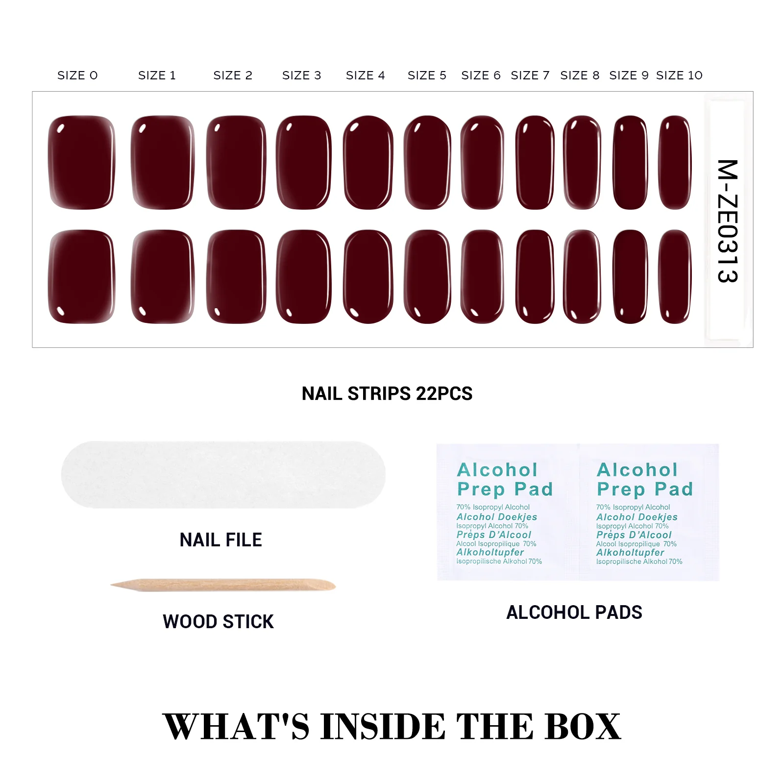 Qcoat Fully Cured Gel Nail Strips - Wine Red(US ONLY) - Image 3