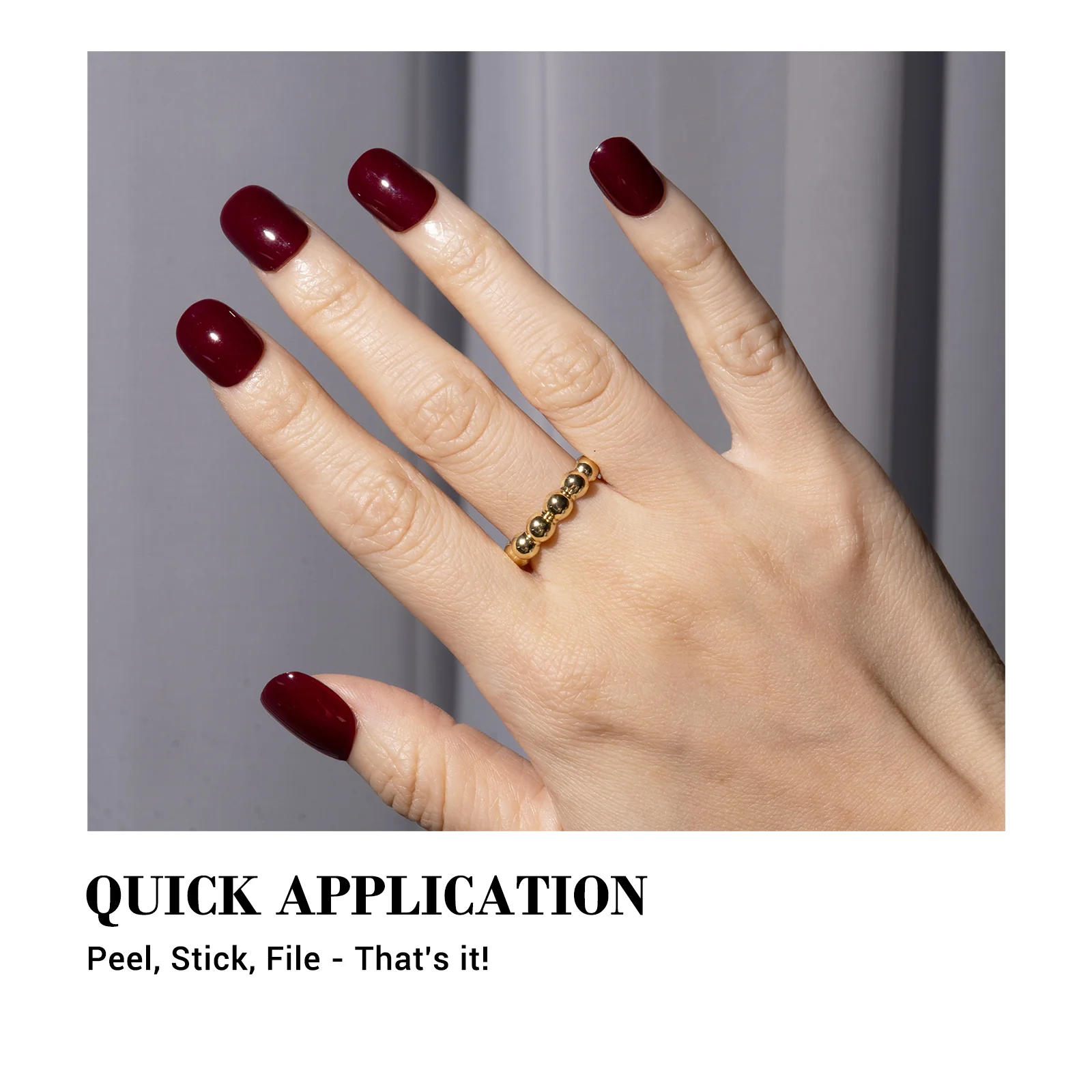Qcoat Fully Cured Gel Nail Strips - Wine Red(US ONLY) - Image 4