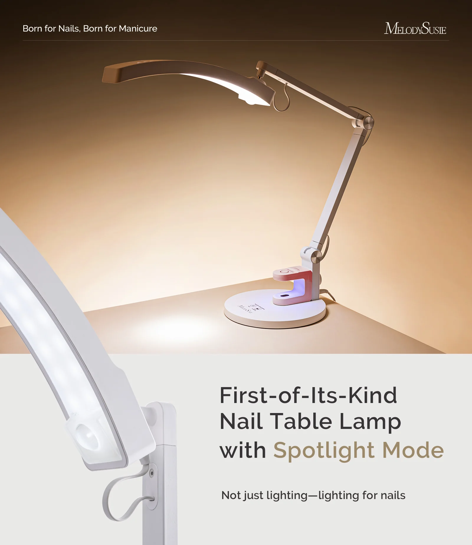 S-Pro29G Nail-Focused 3-Mode Manicure Table Lamp with Pink Mini Nail Lamp - Image 2