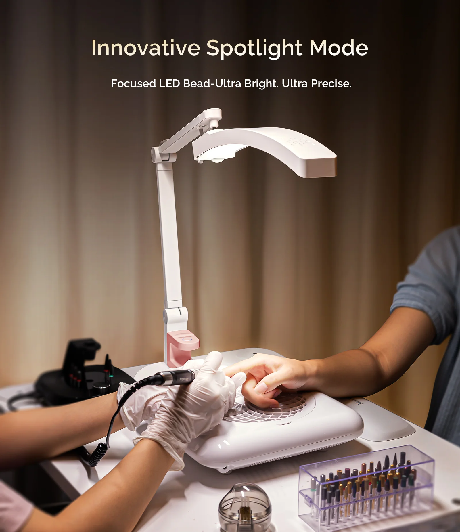 S-Pro29G Nail-Focused 3-Mode Manicure Table Lamp with Pink Mini Nail Lamp - Image 3
