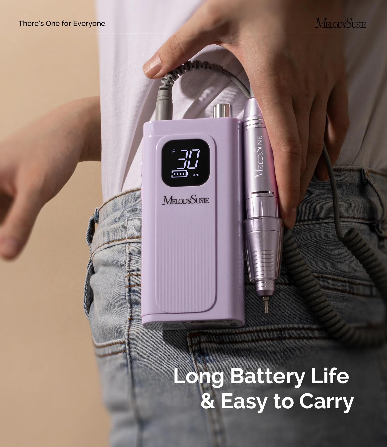 SC300F Clip-On Rechargeable Nail Drill 30,000RPM - Purple - Image 3