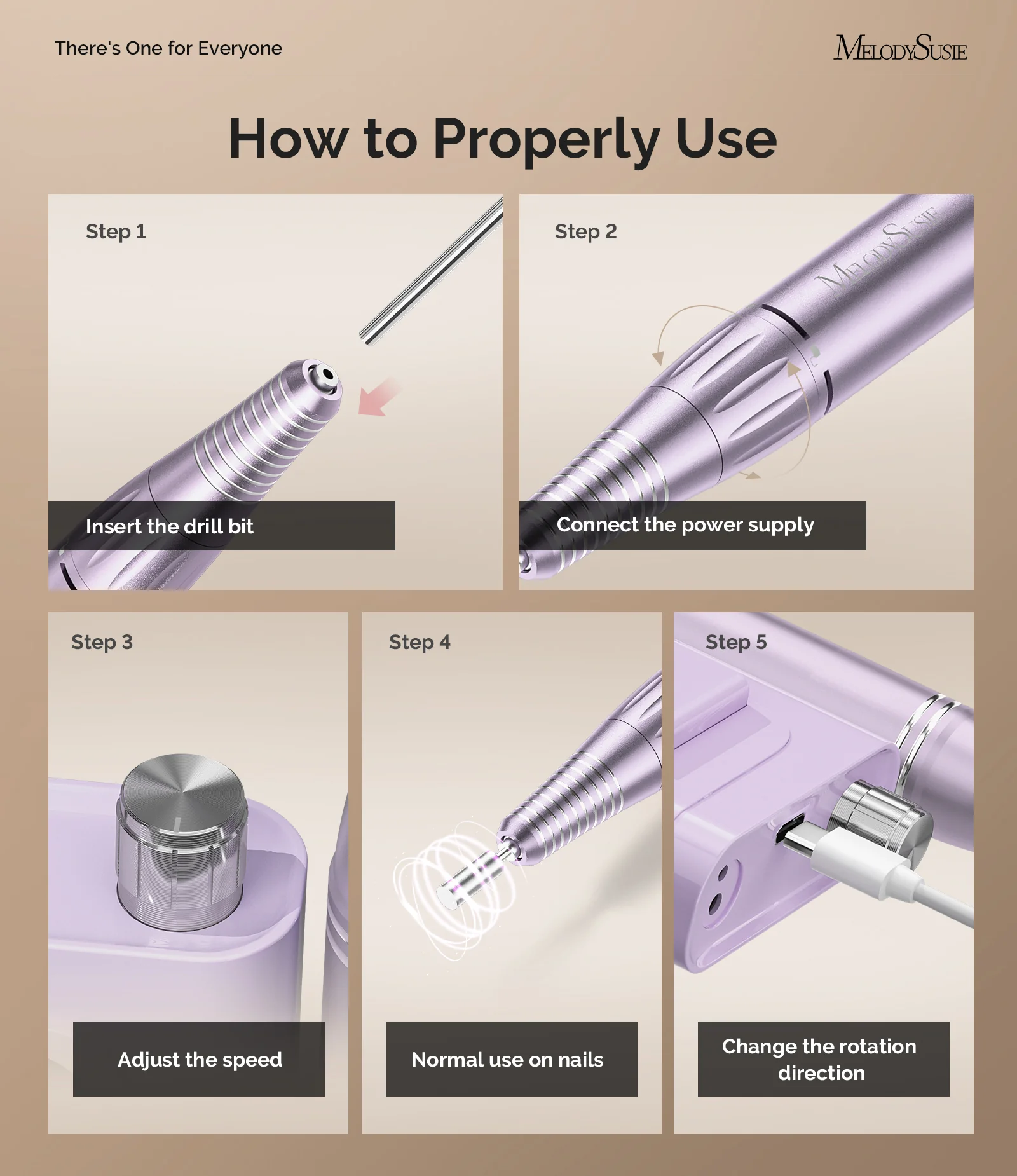 SC300F Clip-On Rechargeable Nail Drill 30,000RPM - Purple - Image 5