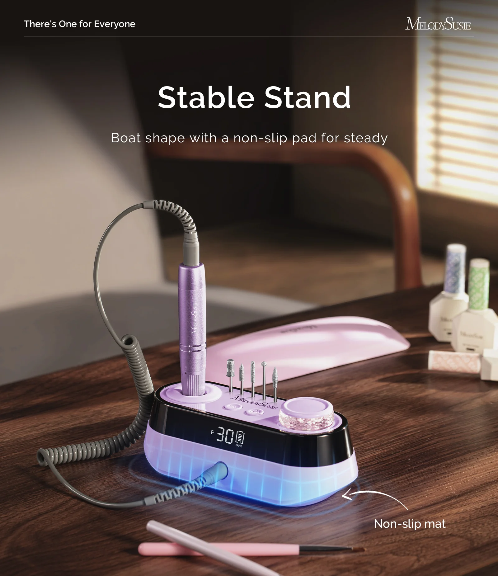 SC320A Desktop Multifunctional Rechargeable Nail Drill 30,000RPM - Purple - Image 2