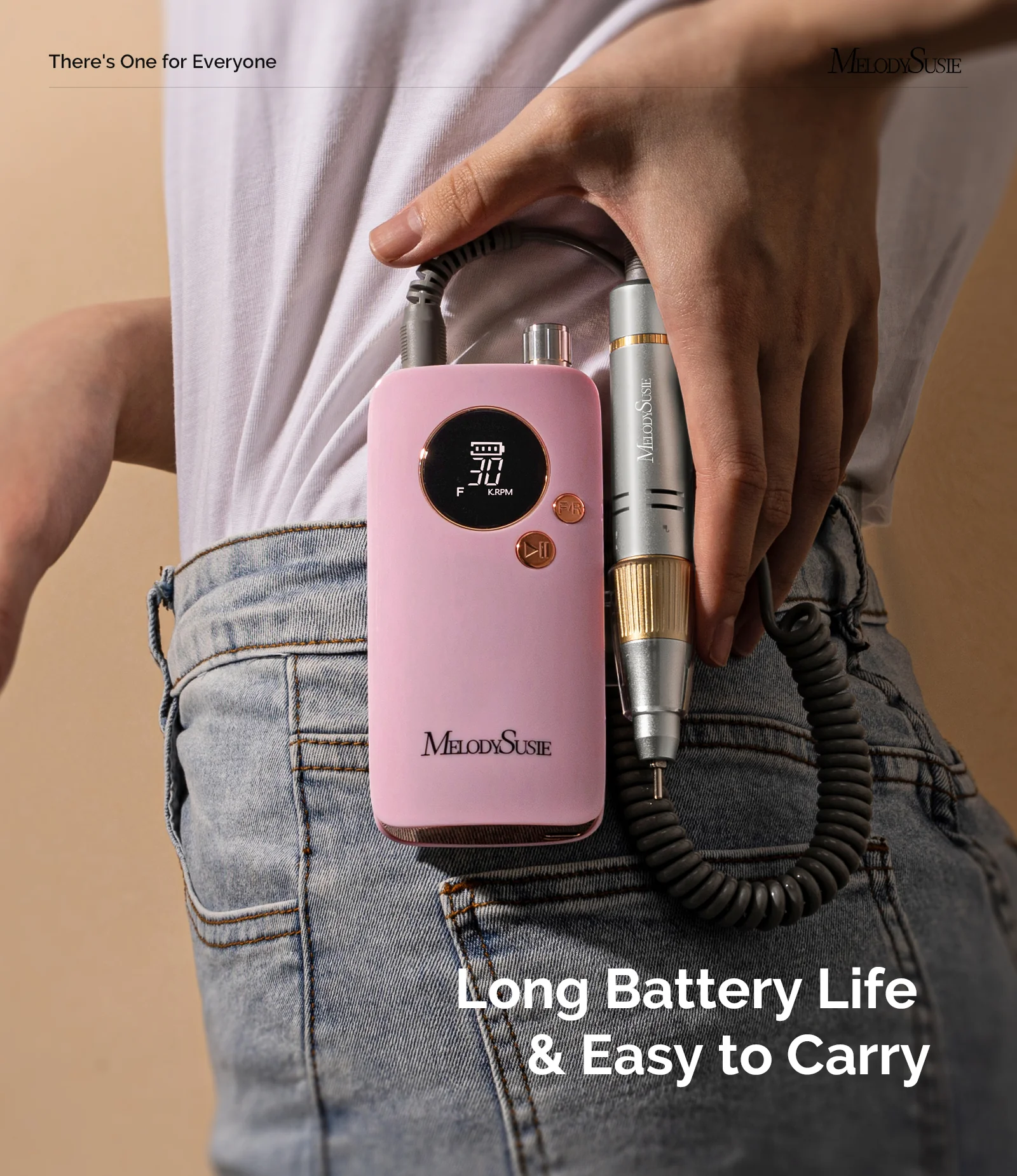 SC320F Clip-On Rechargeable Nail Drill 30,000RPM - Pink Gold - Image 3