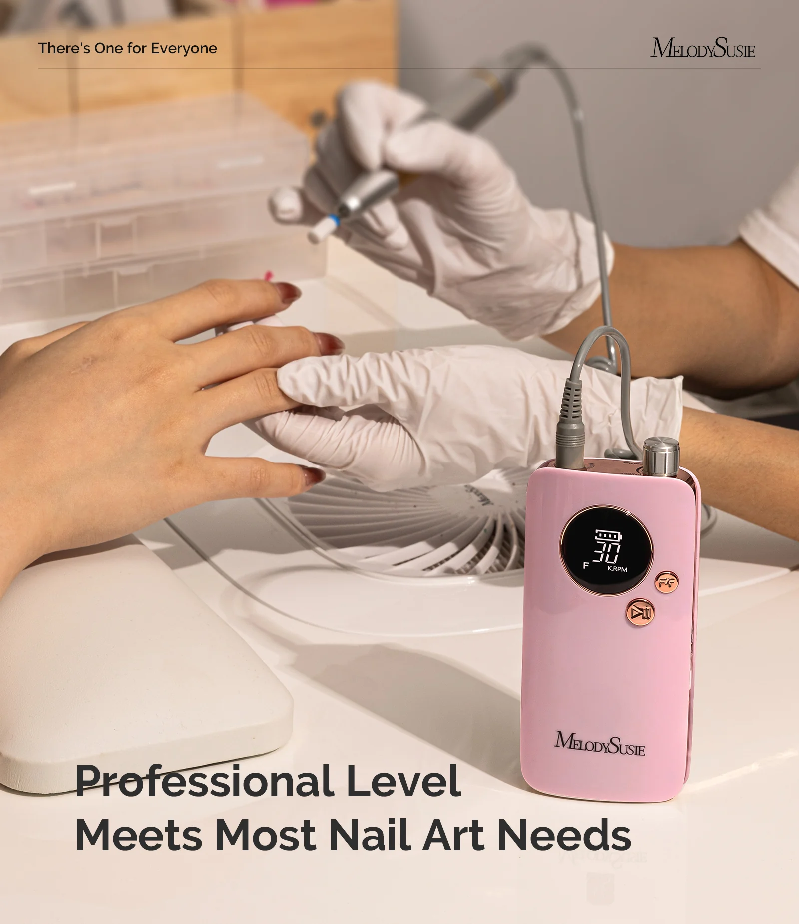 SC320F Clip-On Rechargeable Nail Drill 30,000RPM - Pink Gold - Image 7