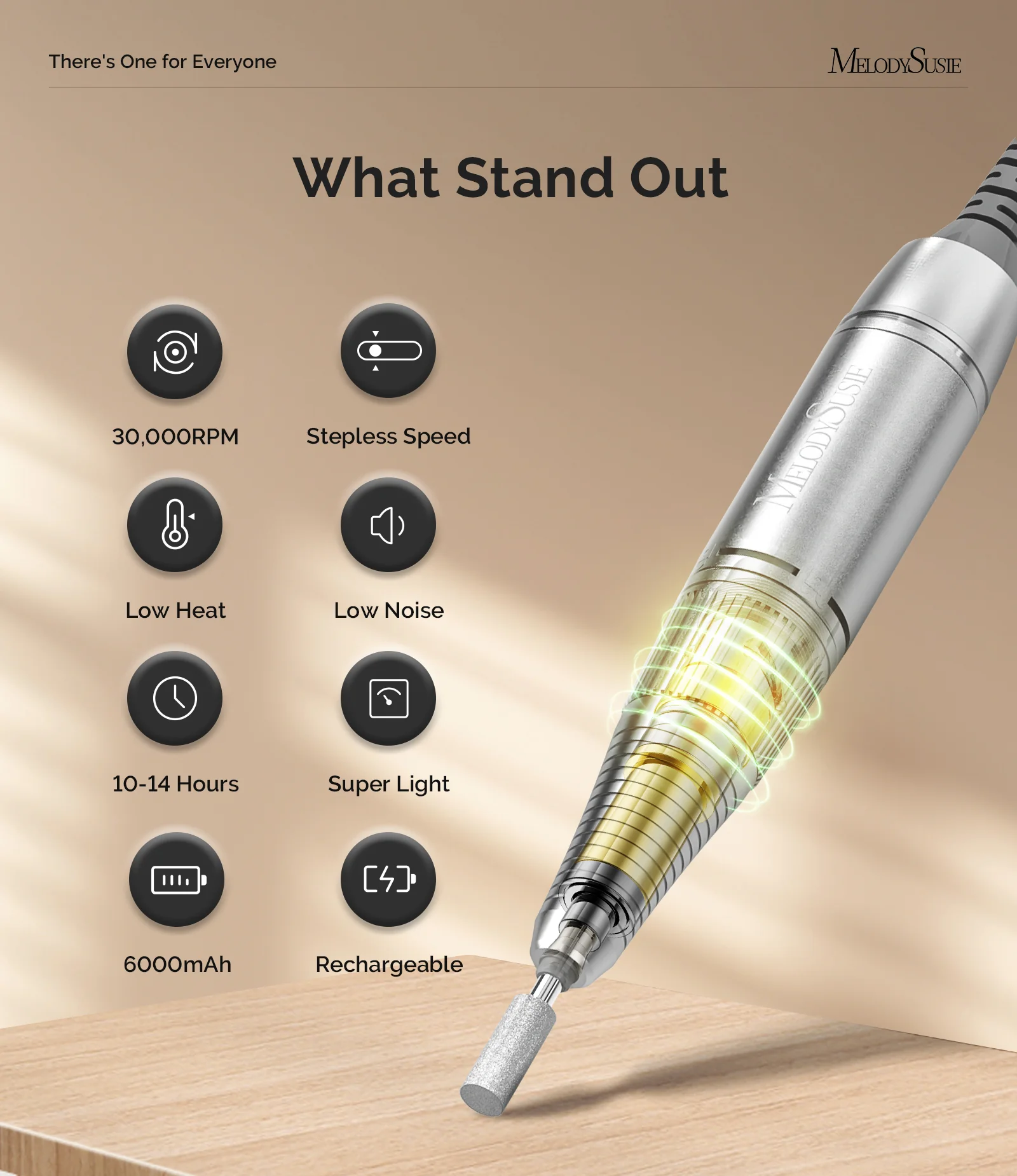 Selene(SC320D) Clip-On Rechargeable Nail Drill 30,000RPM - Image 3