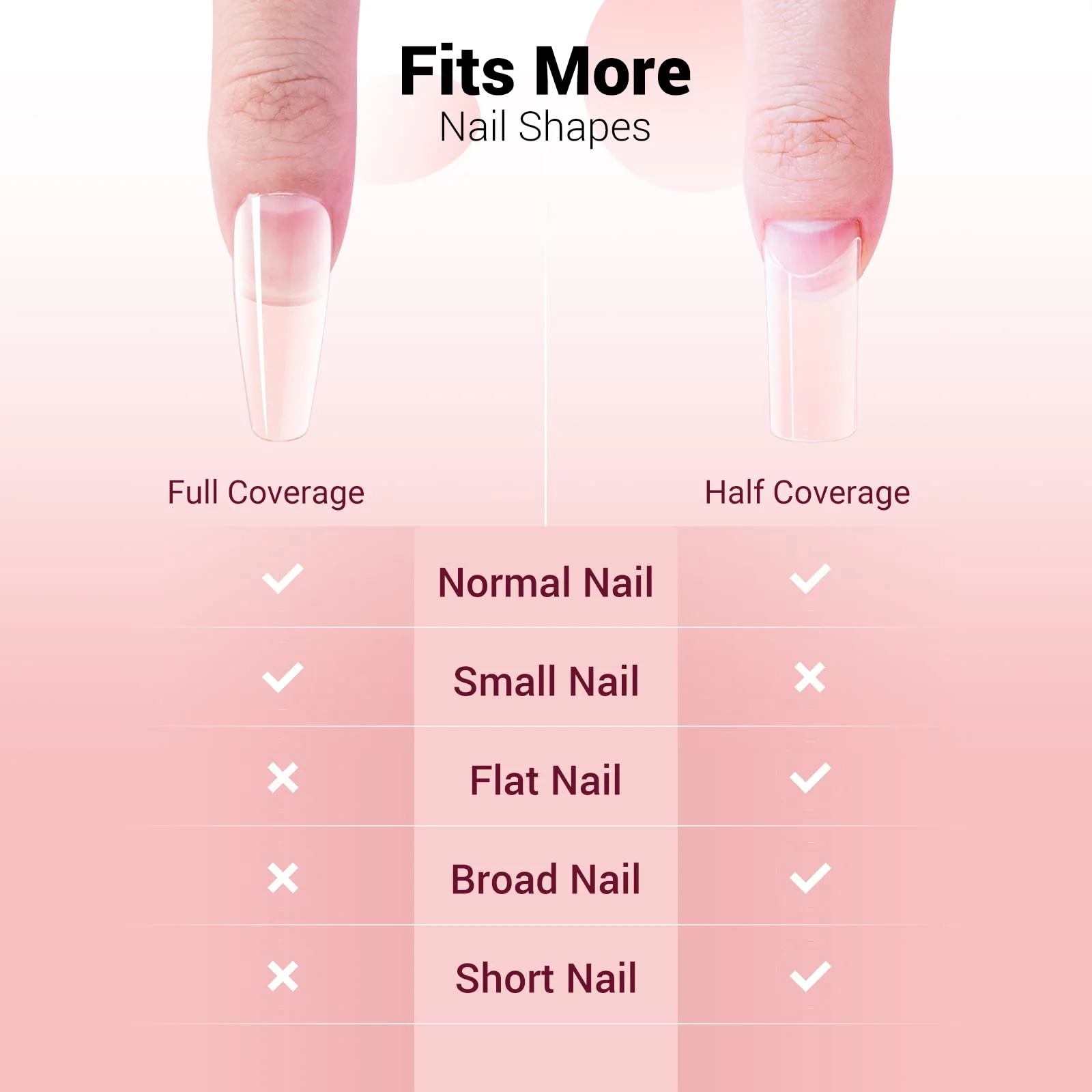 Short Almond Nail Tips – Clear Half Cover - Image 4