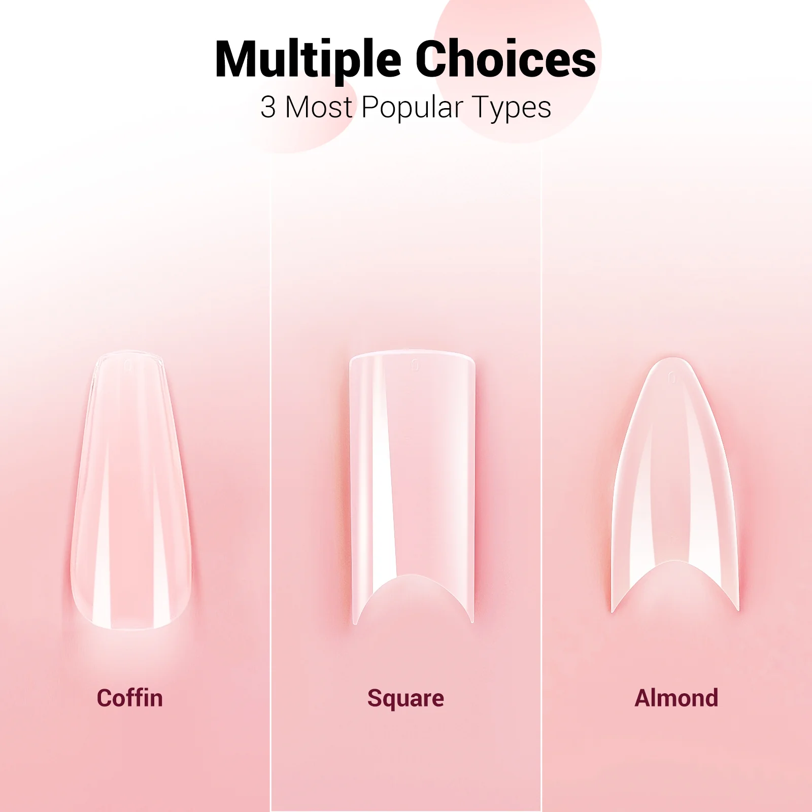 Short Almond Nail Tips – Clear Half Cover - Image 5