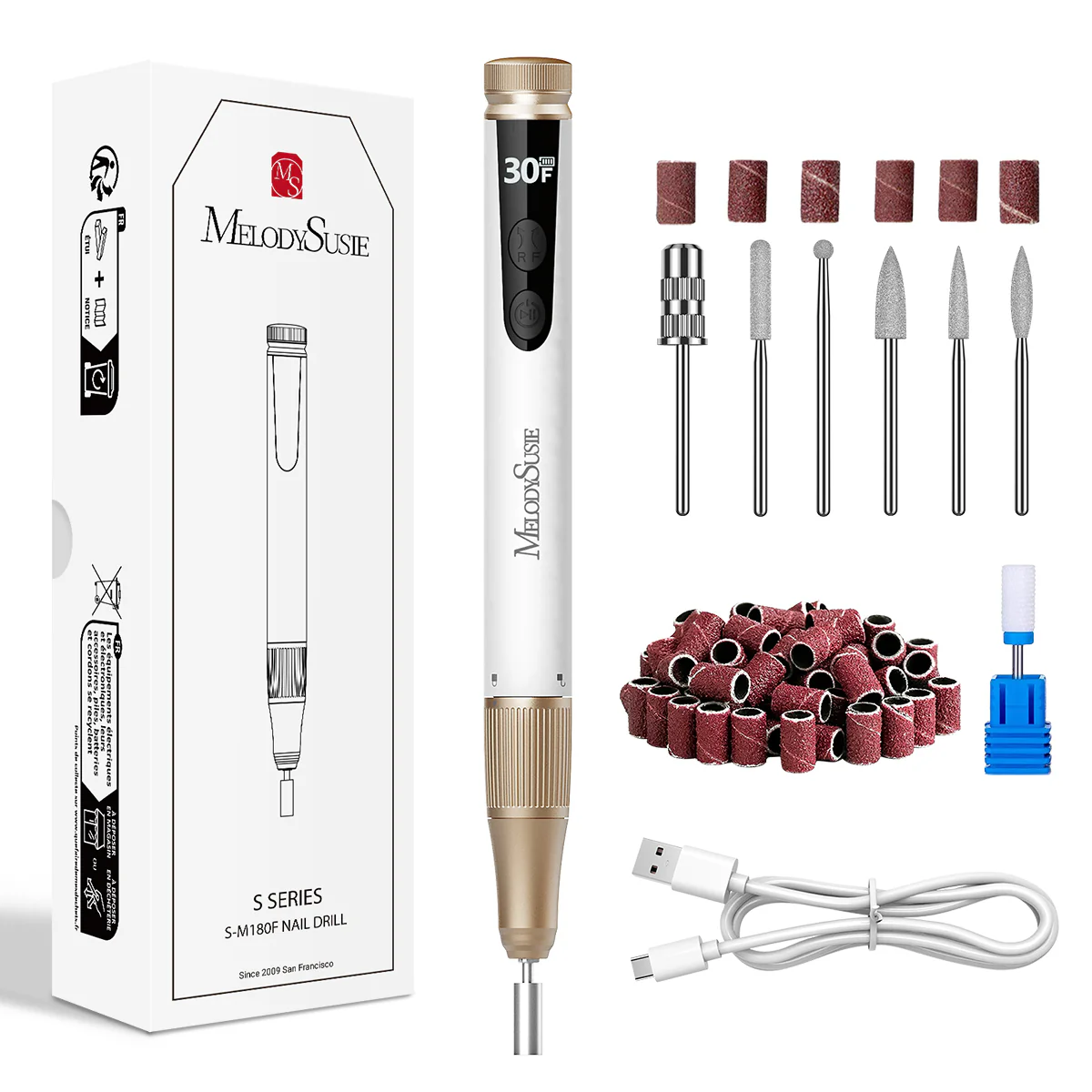 SM180F Portable & Stepless Speed Rechargeable Nail Drill 30000RPM - Image 2
