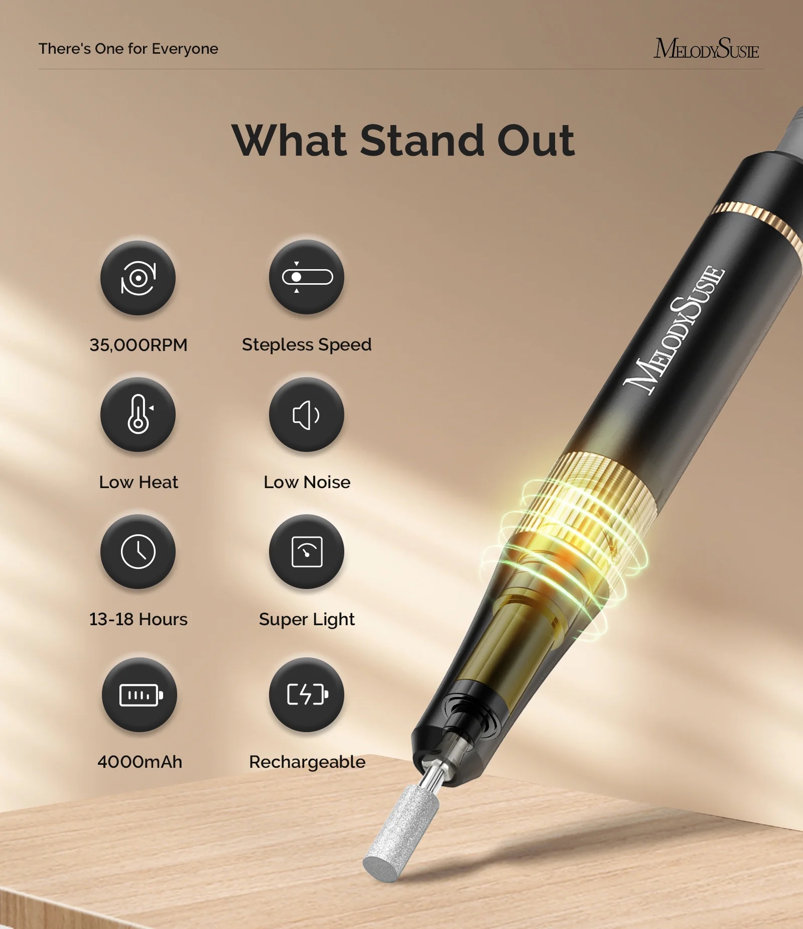 SM200F Clip-On Advanced Rechargeable Nail Drill 35,000RPM - Black - Image 4