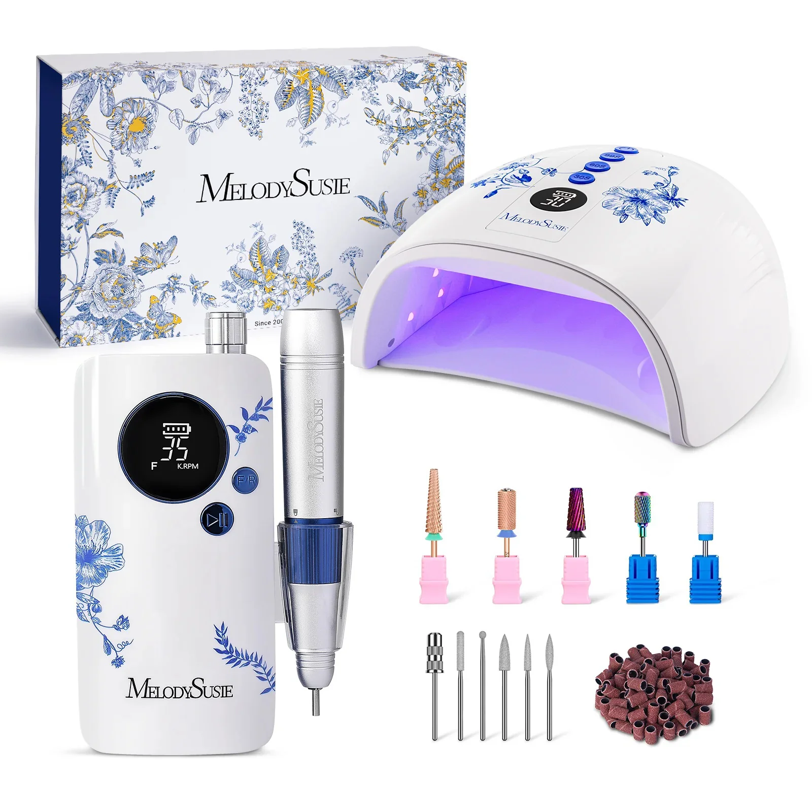 SM200F Plus Rechargeable 35,000RPM Nail Drill Art Design Gift Box