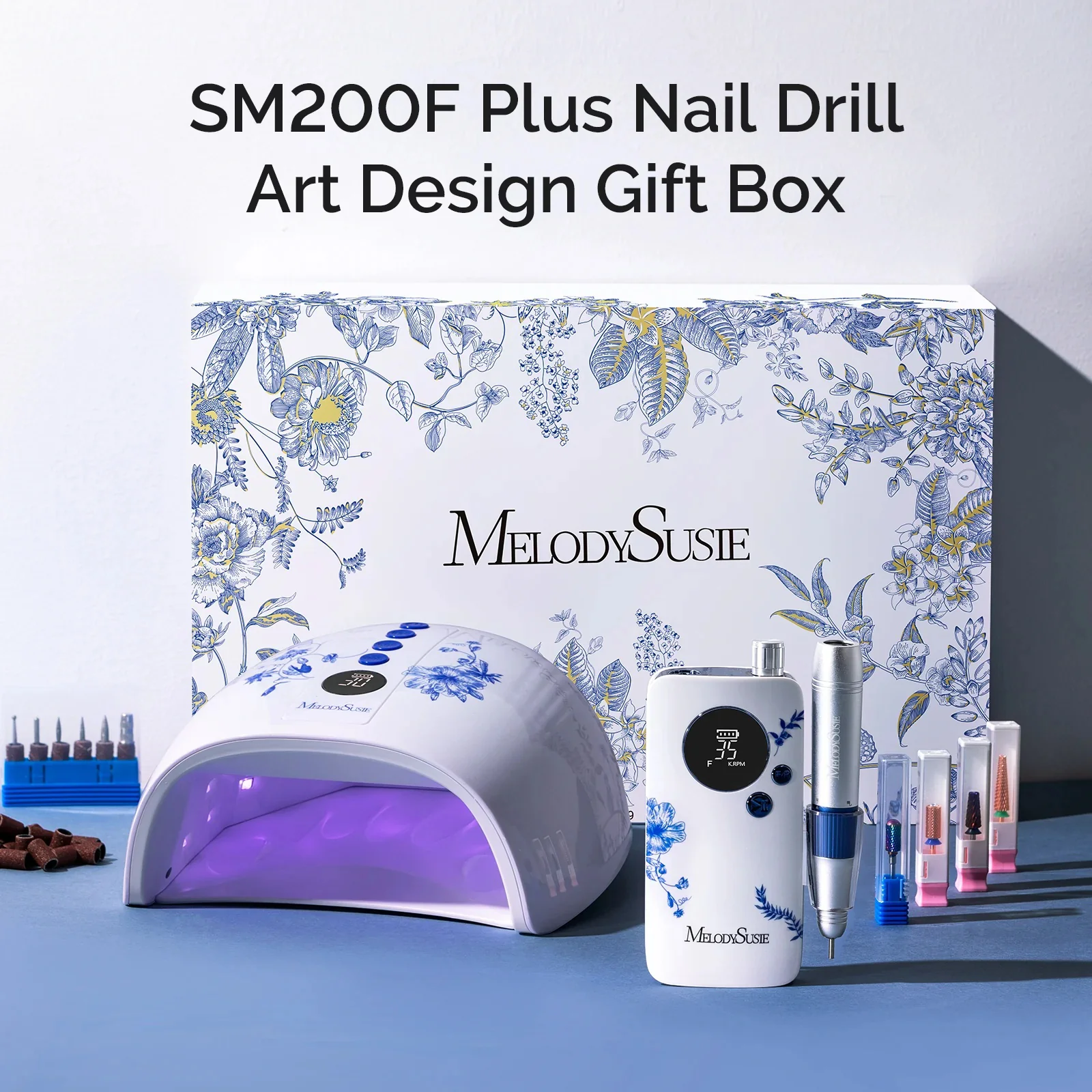 SM200F Plus Rechargeable 35,000RPM Nail Drill Art Design Gift Box - Image 2