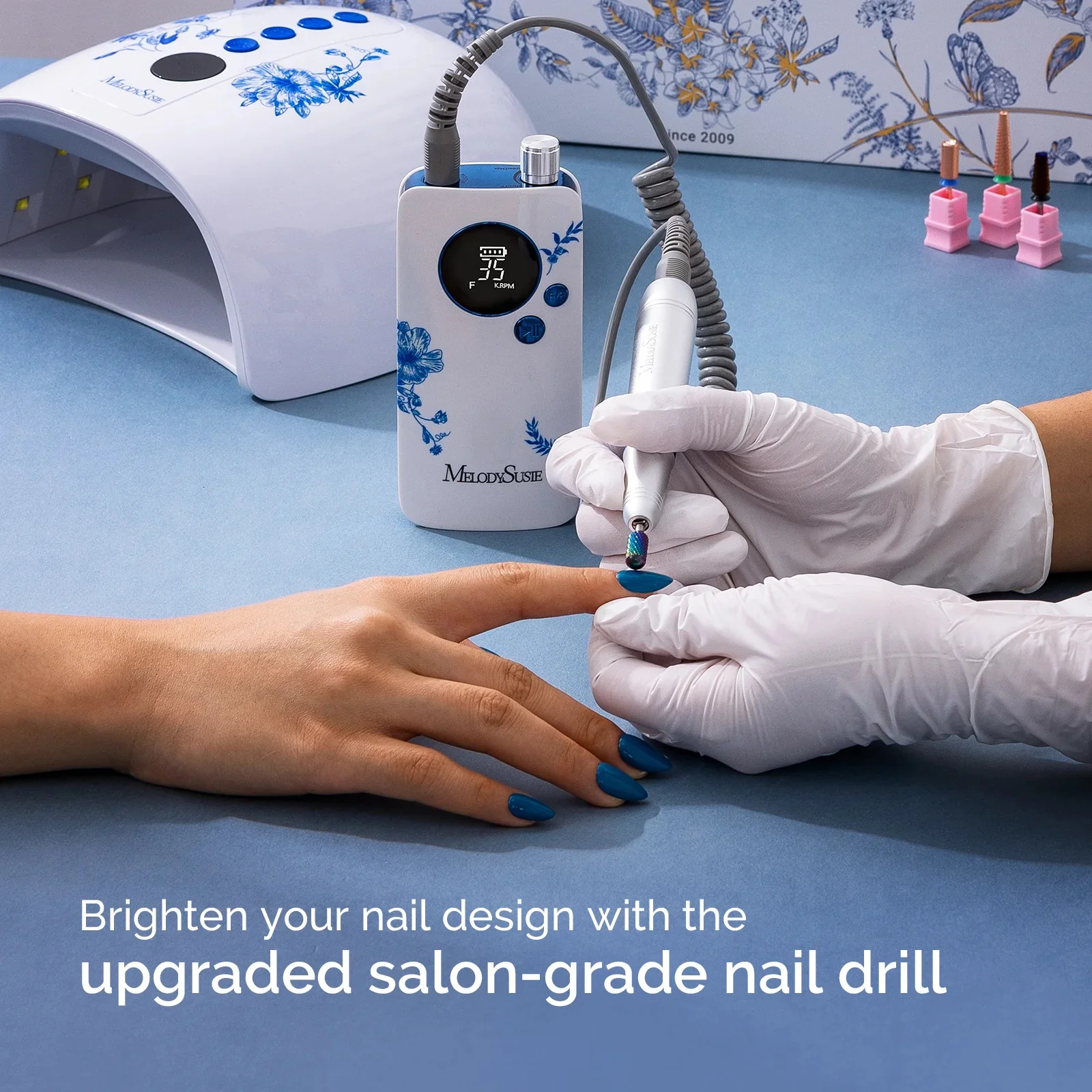 SM200F Plus Rechargeable 35,000RPM Nail Drill Art Design Gift Box - Image 3