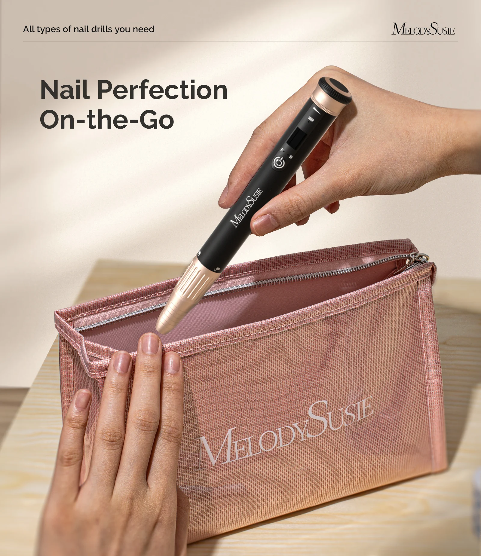 SM220G Pen-Shaped Rechargeable Nail Drill 30,000RPM - Black - Image 3